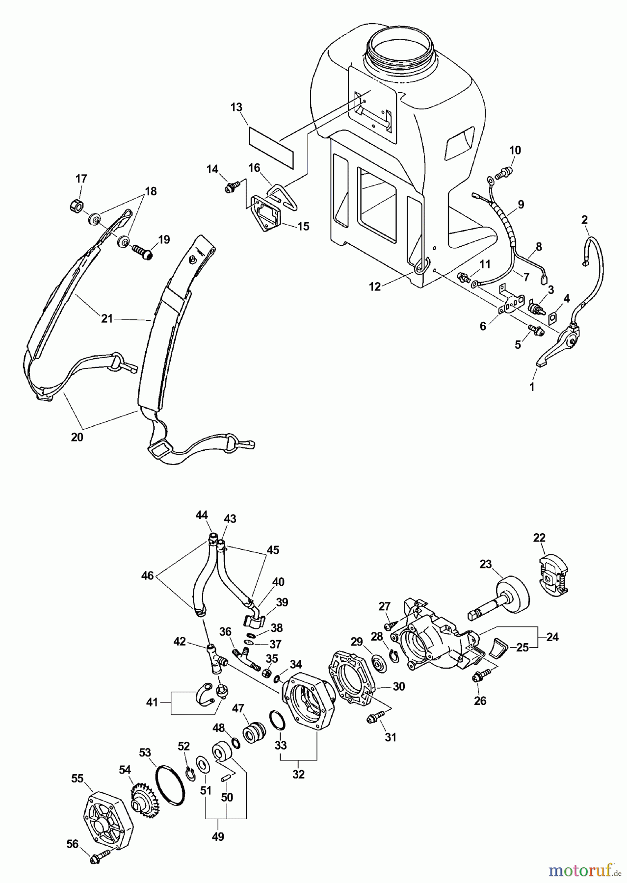  Echo Pflanzenschutzspritzen SHR-210 - Echo Power Sprayer Backpack Harness, Throttle, Ignition Switch, Spray Pump