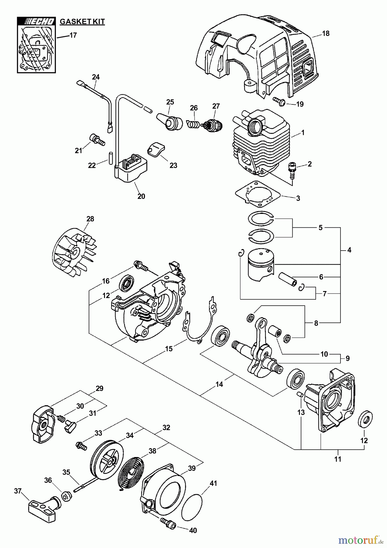  Echo Pflanzenschutzspritzen SHR-210 - Echo Power Sprayer Engine, Crankcase, Cylinder Cover, Ignition, Starter