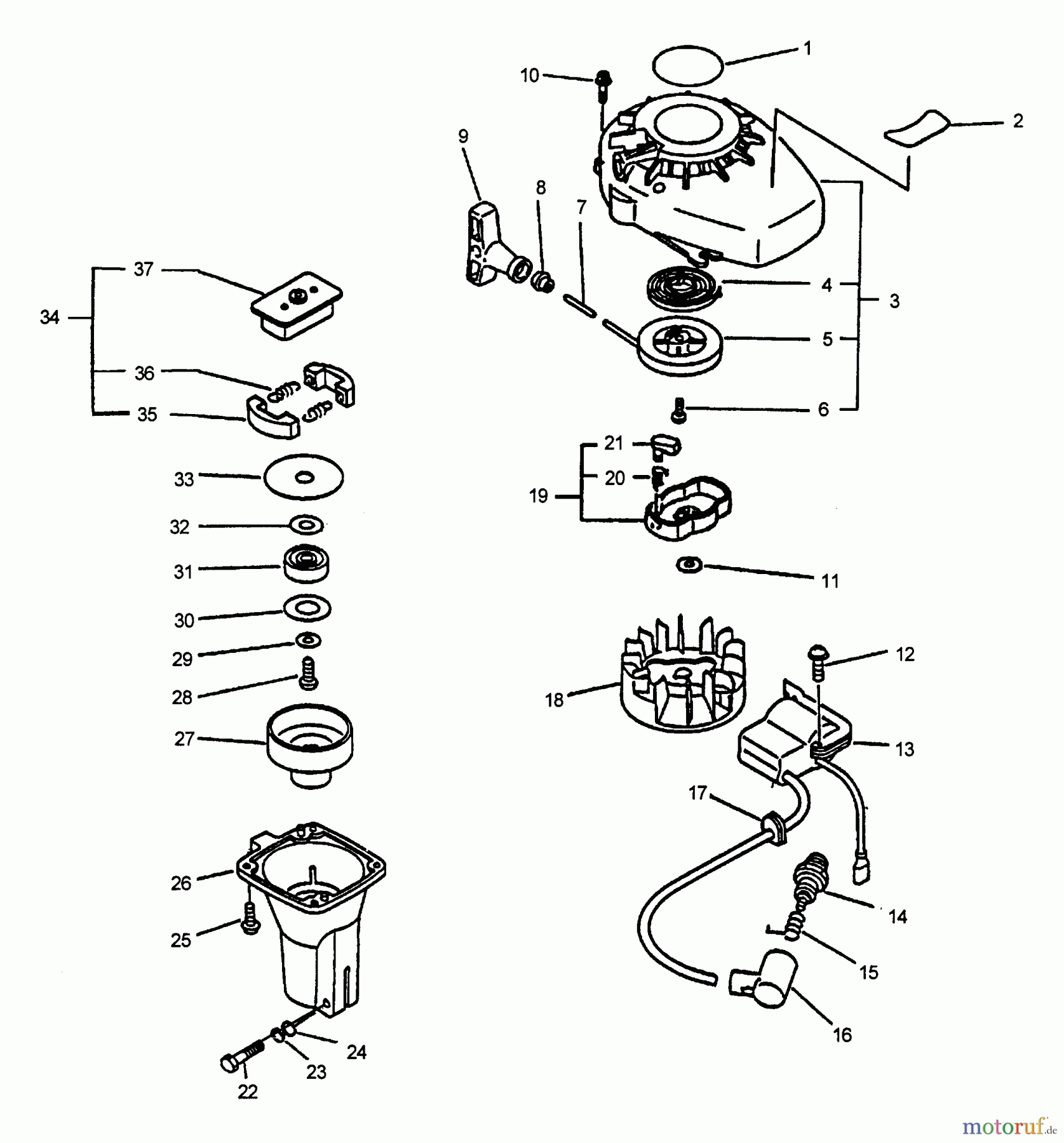 Echo Motorhacken / Kultivierer TC-2100 - Echo Tiller/Cultivator, S/N: 001001 - 999999 (Type 1) Clutch, Ignition, Starter