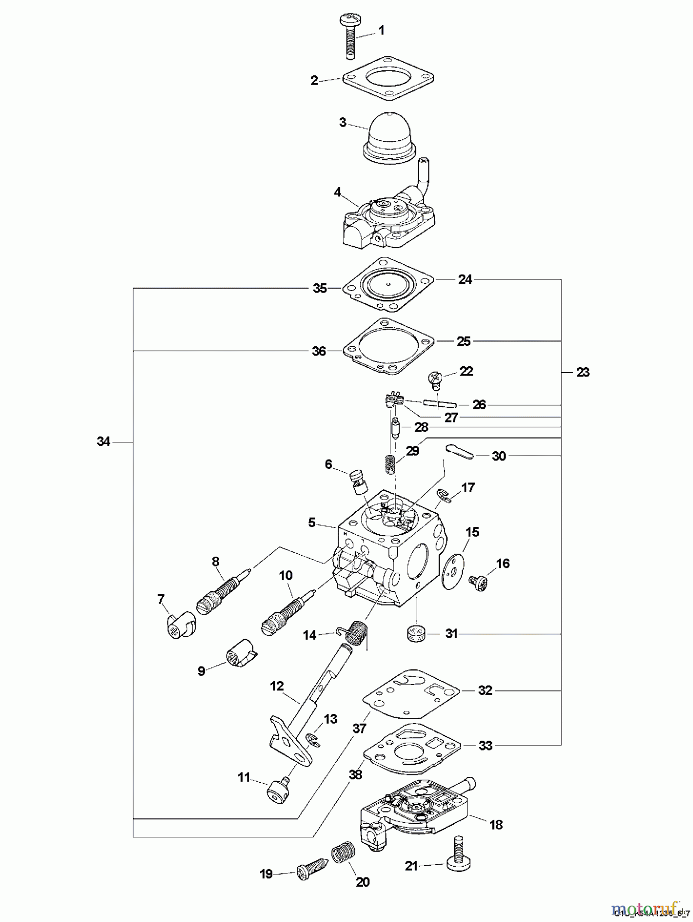 Echo Motorhacken / Kultivierer TC-210i - Echo Tiller/Cultivator, S/N: 07001001 - 07999999 Carburetor -- C1U-K54A