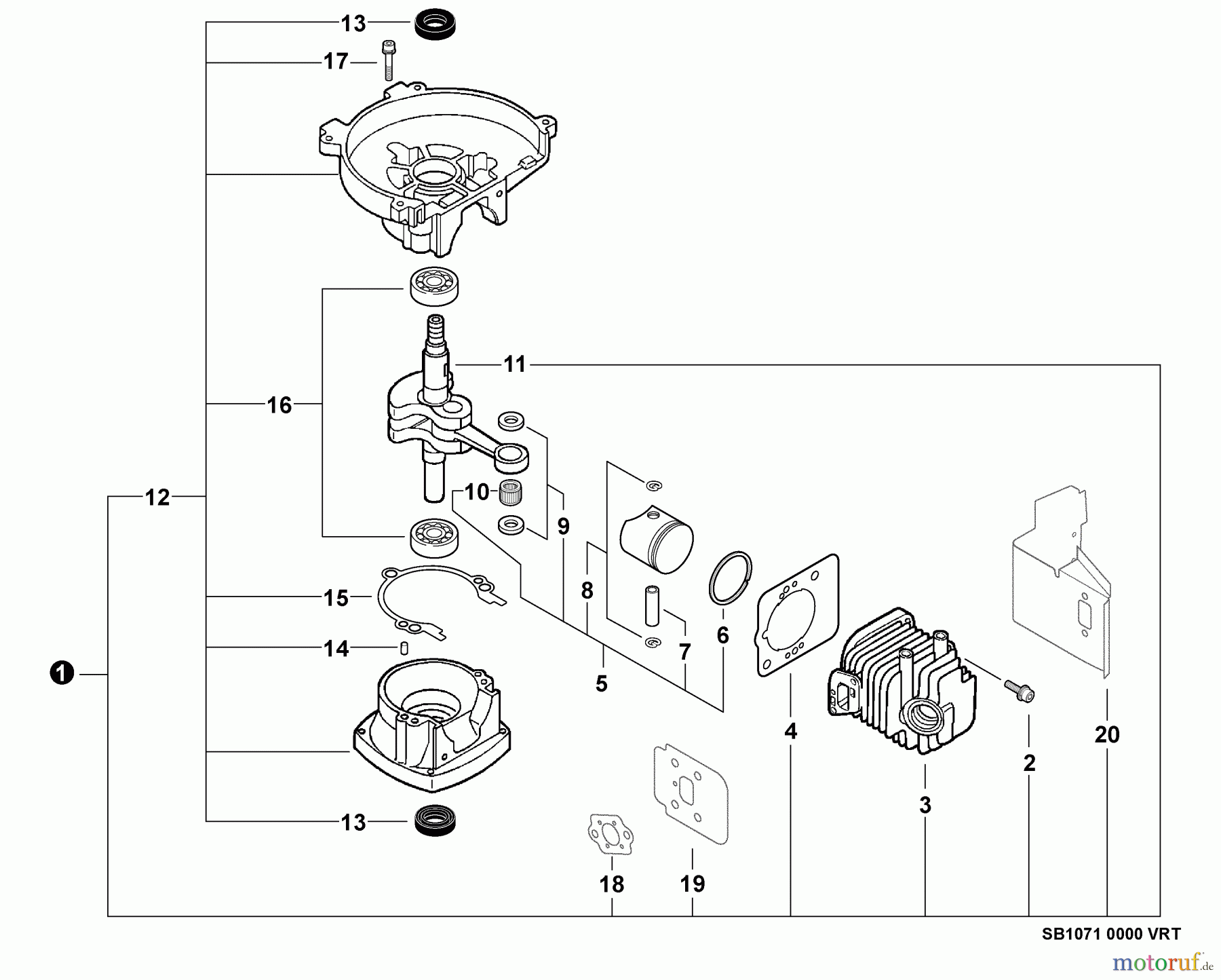 Echo Motorhacken / Kultivierer TC-210i - Echo Tiller/Cultivator, S/N: 07001001 - 07999999 Engine, Short Block -- SB1071
