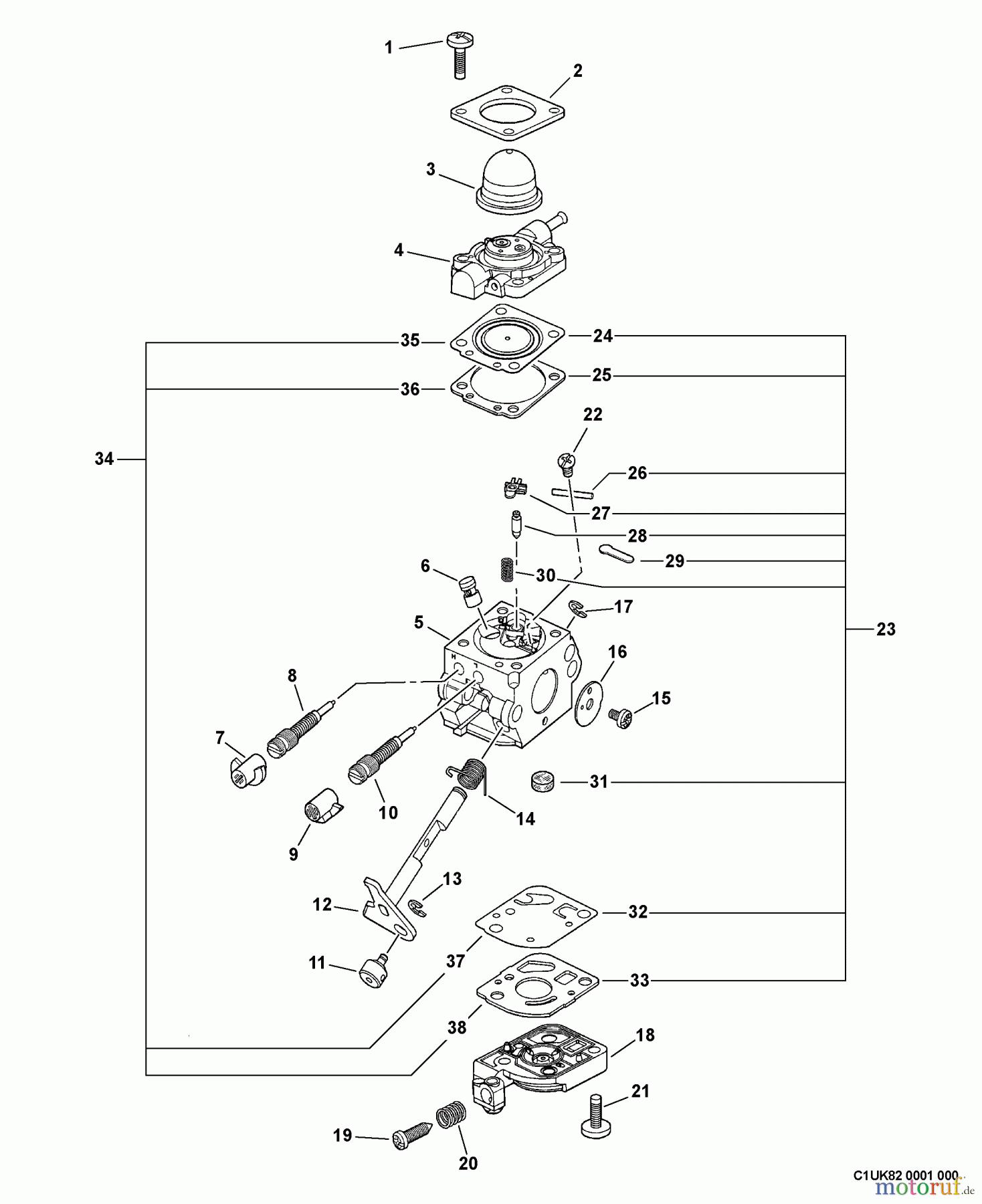 Echo Motorhacken / Kultivierer TC-210i - Echo Tiller/Cultivator, S/N: 10001001 - 10999999 Carburetor -- C1U-K82