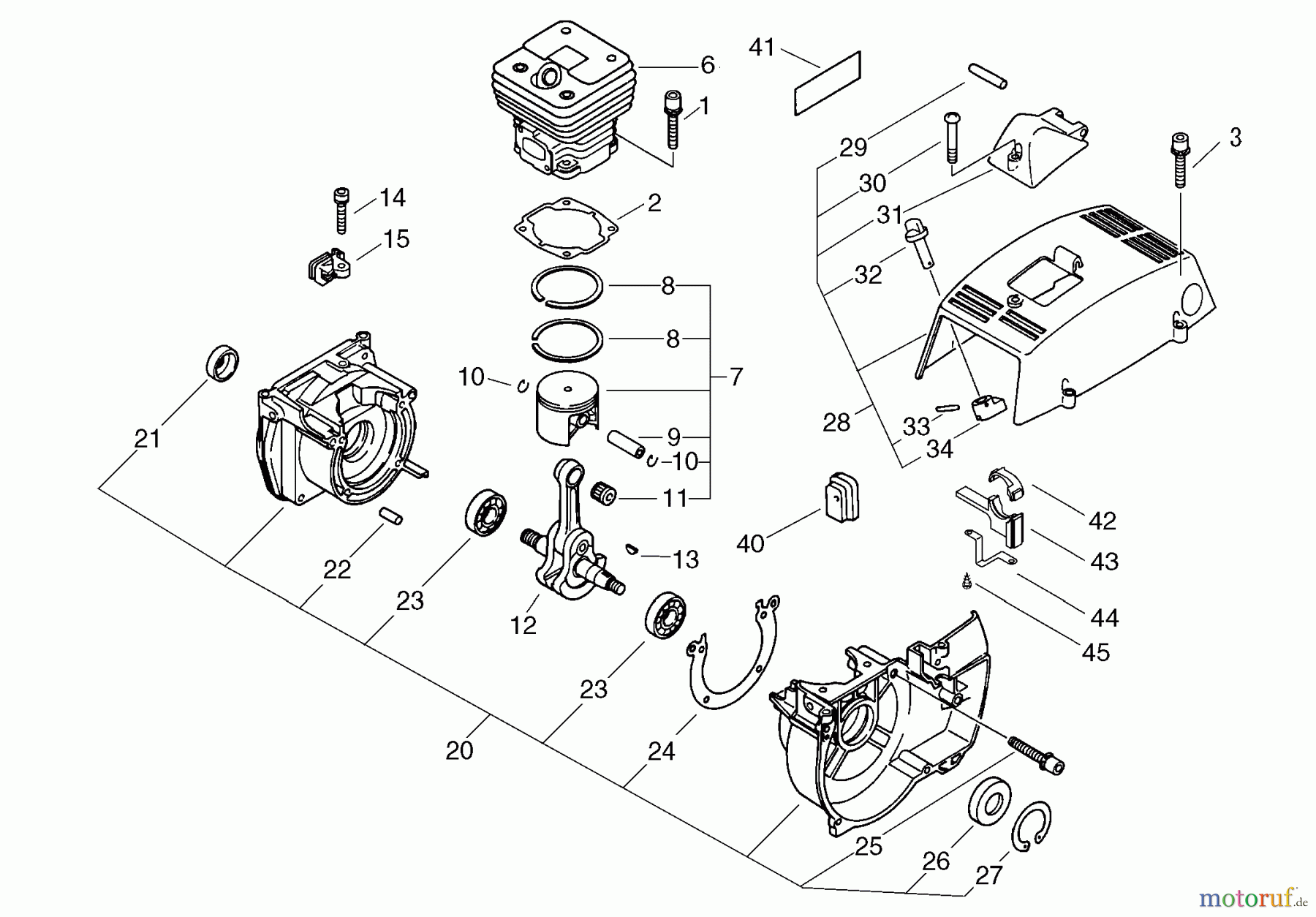 Echo Trimmer, Faden / Bürste BCLS-580 - Echo String Trimmer / Brush Cutter Cylinder, Crankcase, Piston
