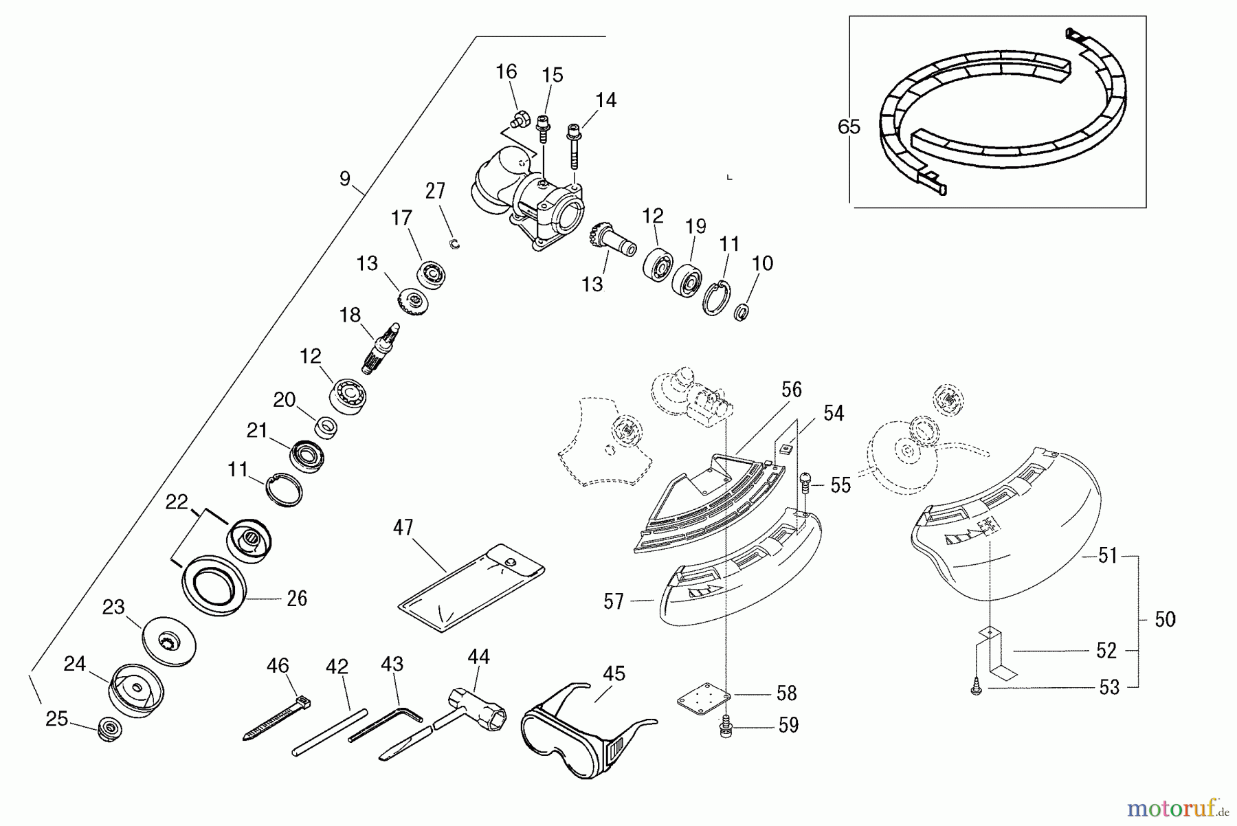 Echo Trimmer, Faden / Bürste BCLS-580 - Echo String Trimmer / Brush Cutter Gear Case, Blade Shield, Tools