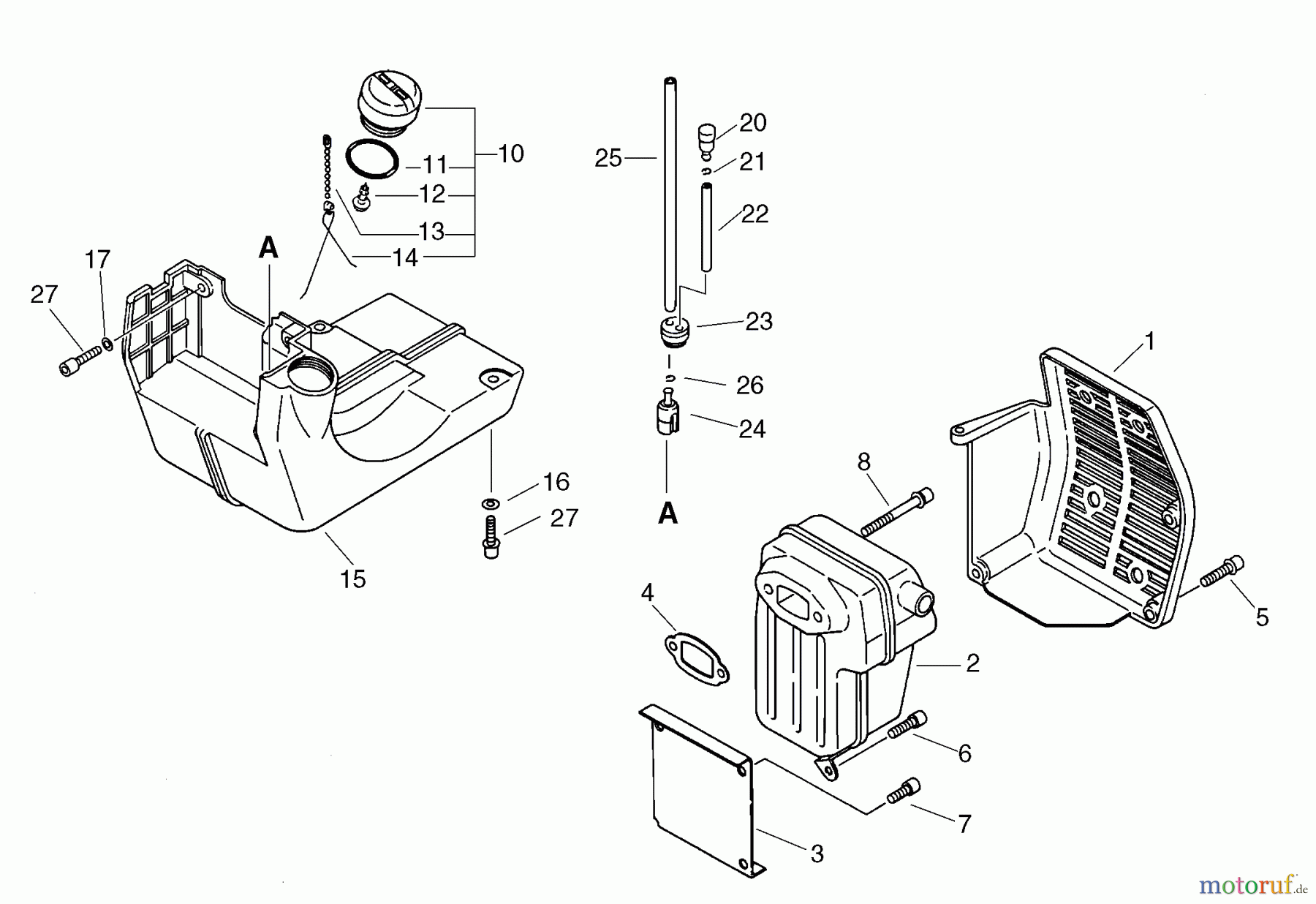  Echo Trimmer, Faden / Bürste BCLS-580 - Echo String Trimmer / Brush Cutter Muffler, Fuel Tank
