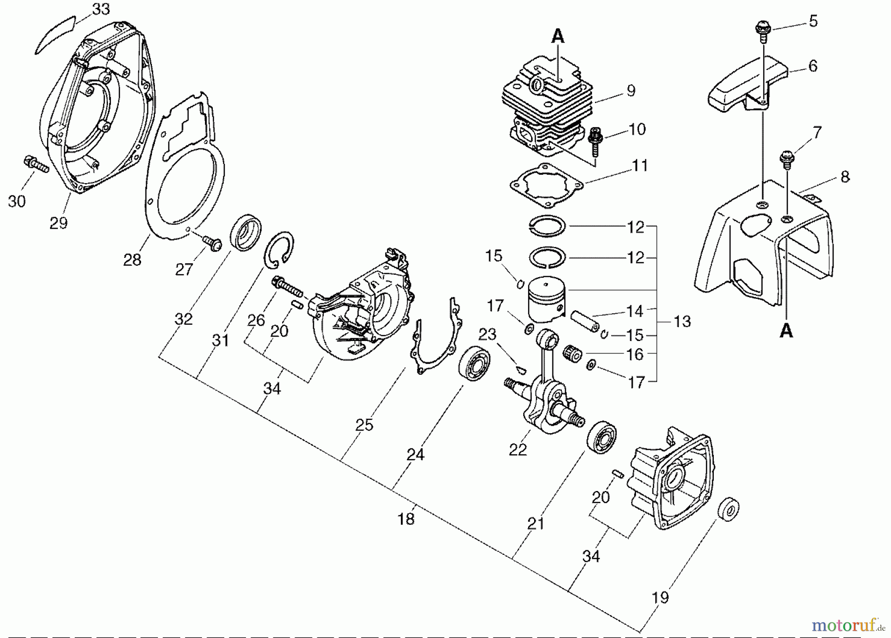Echo Trimmer, Faden / Bürste CLS-4610 - Echo Clearing Saw Cylinder, Crankcase, Piston