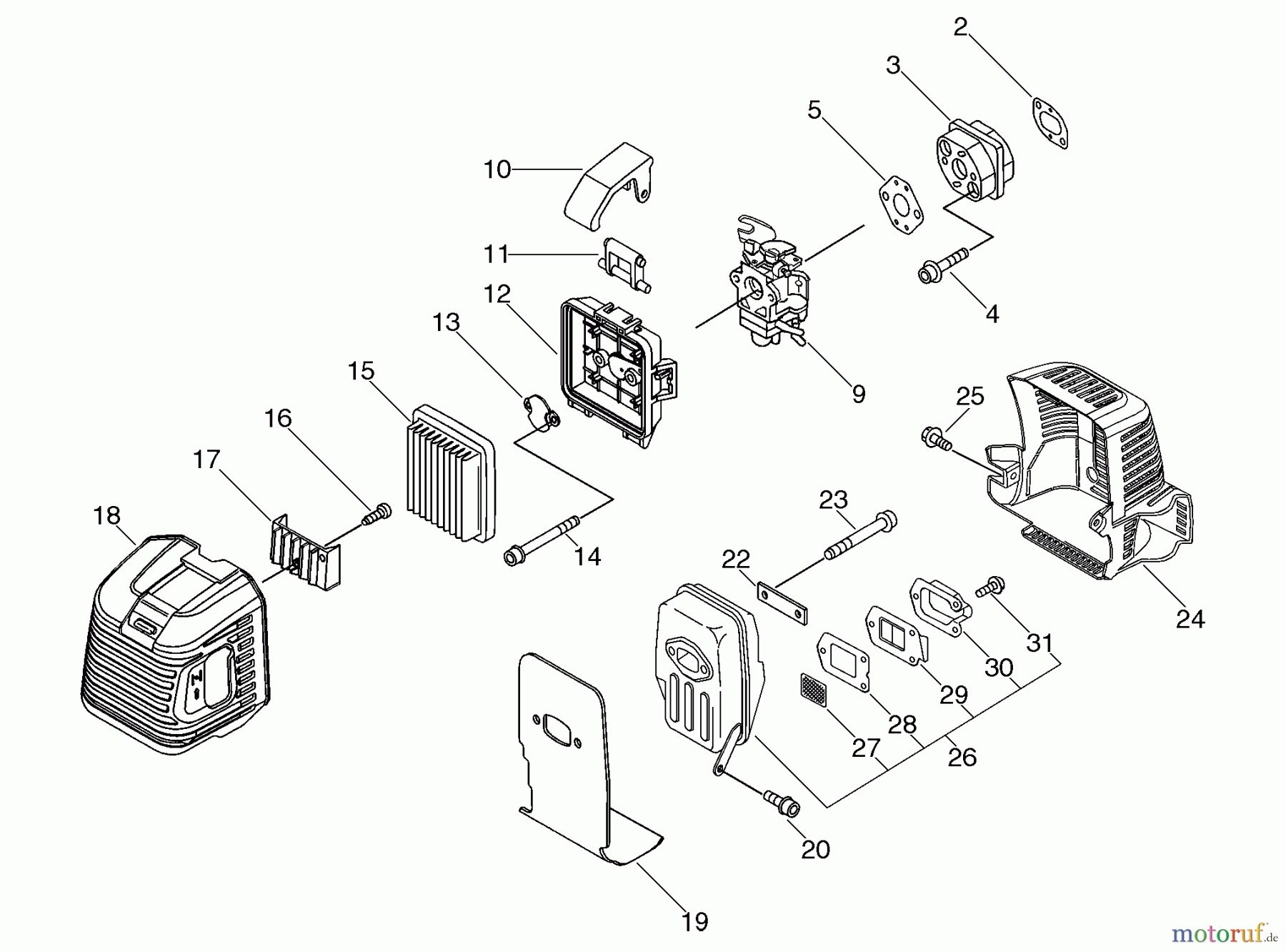 Echo Trimmer, Faden / Bürste CLS-5000 - Echo Clearing Saw Air Cleaner, Carburetor, Muffler