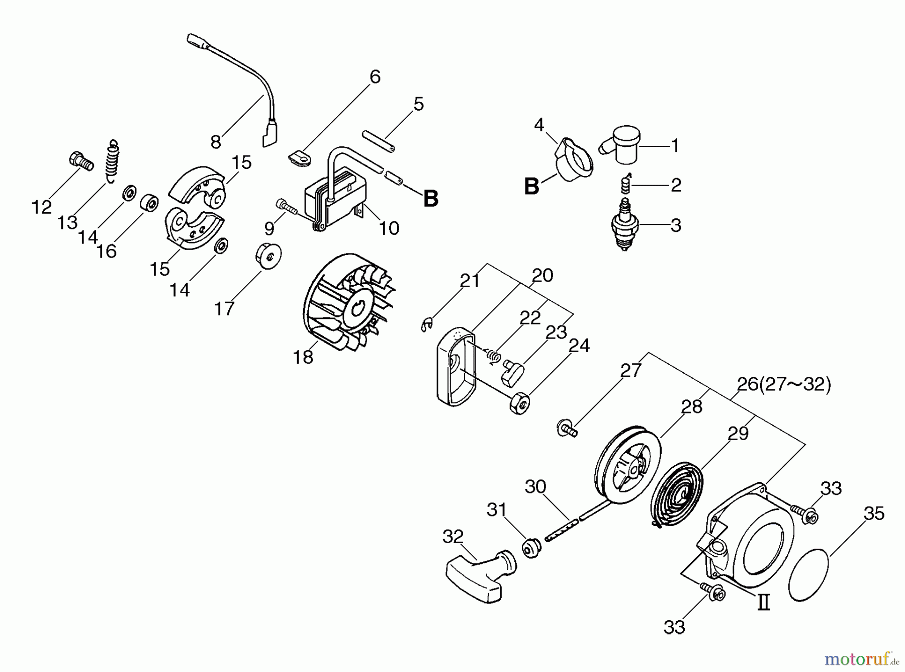  Echo Trimmer, Faden / Bürste CLS-5000 - Echo Clearing Saw Starter, Magneto, Clutch