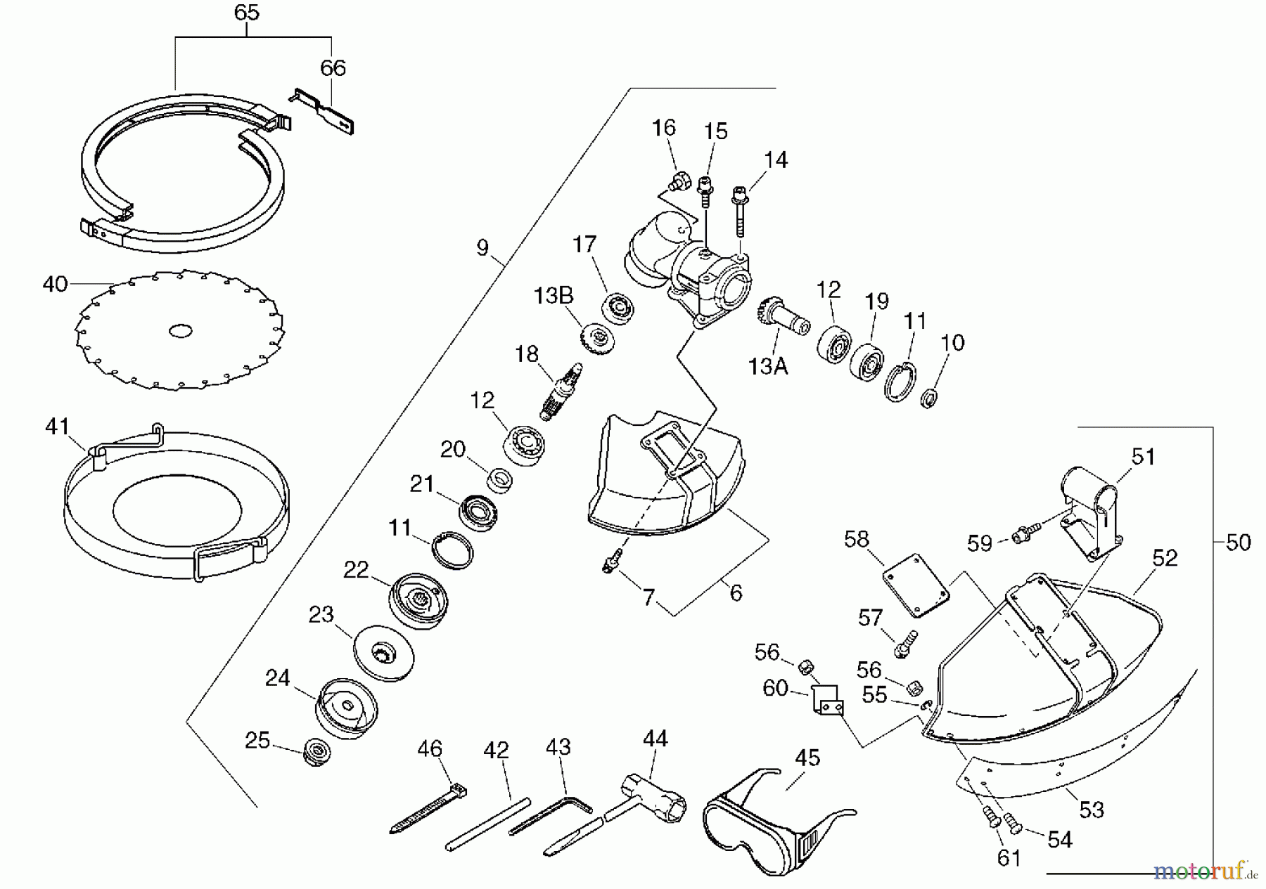 Echo Trimmer, Faden / Bürste CLS-5810 - Echo Clearing Saw Gear Case, Blade Shield, Tools