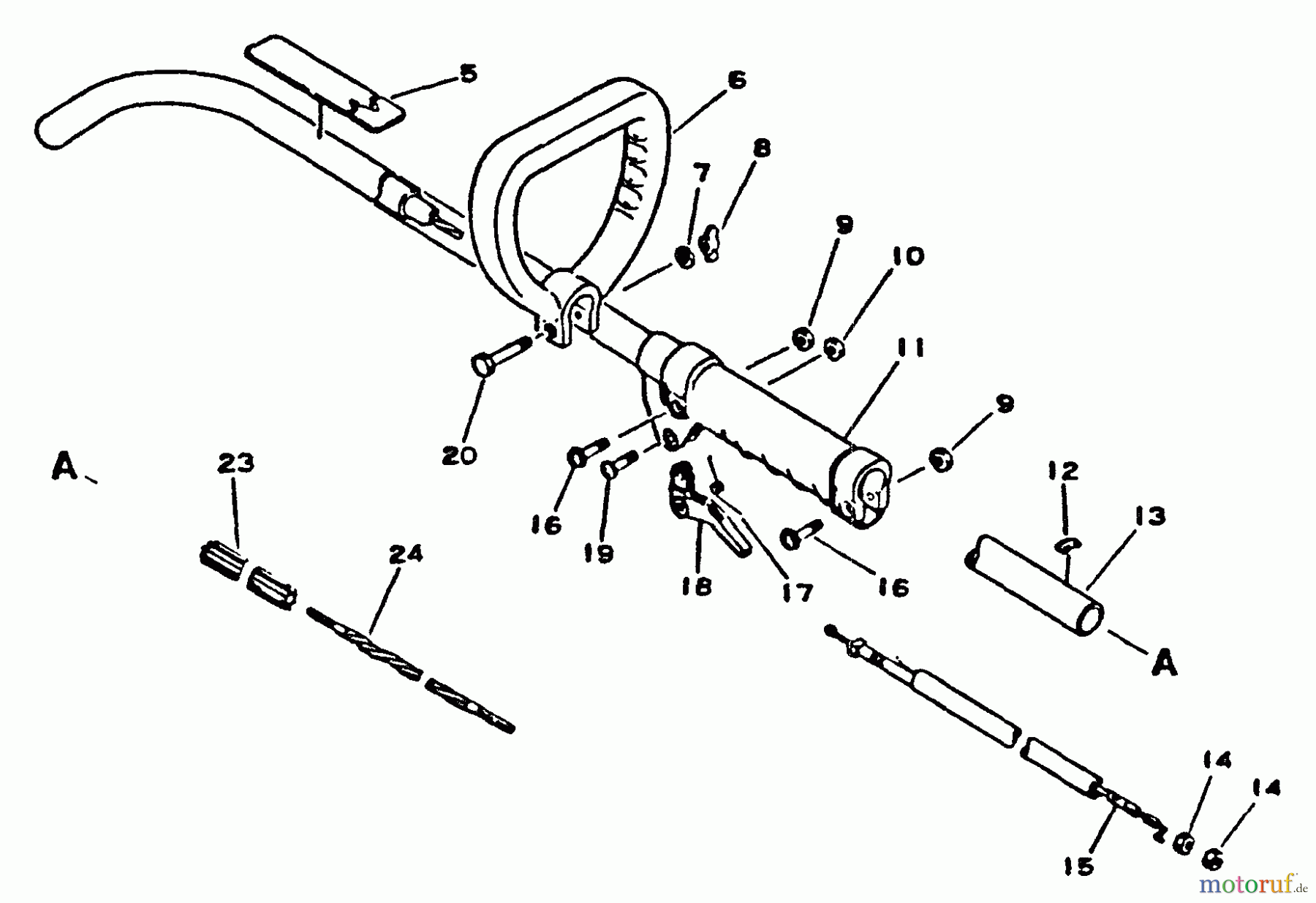 Echo Trimmer, Faden / Bürste GT-1100 - Echo String Trimmer, S/N:001001 - 077000 Driveshaft, Handles, Throttle