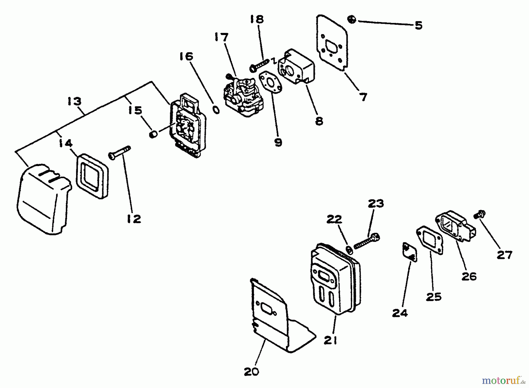 Echo Trimmer, Faden / Bürste GT-1100 - Echo String Trimmer, S/N:001001 - 077000 Intake, Exhaust, Air Cleaner