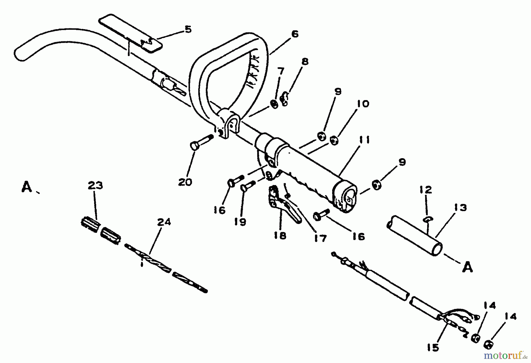 Echo Trimmer, Faden / Bürste GT-1100 - Echo String Trimmer, S/N:077001 - 098000 Driveshaft, Handles, Throttle