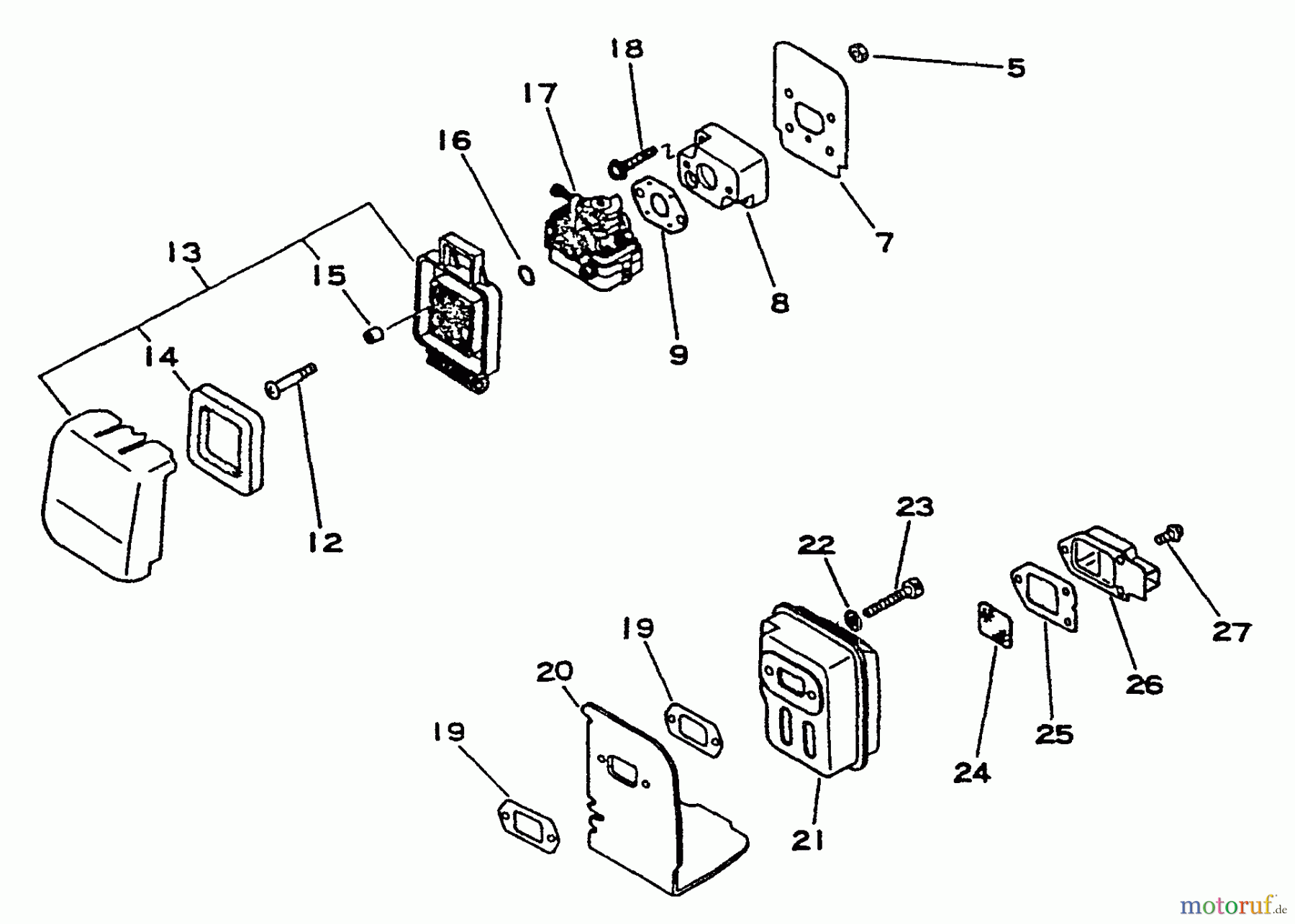 Echo Trimmer, Faden / Bürste GT-1100 - Echo String Trimmer, S/N:077001 - 098000 Intake, Exhaust, Air Cleaner