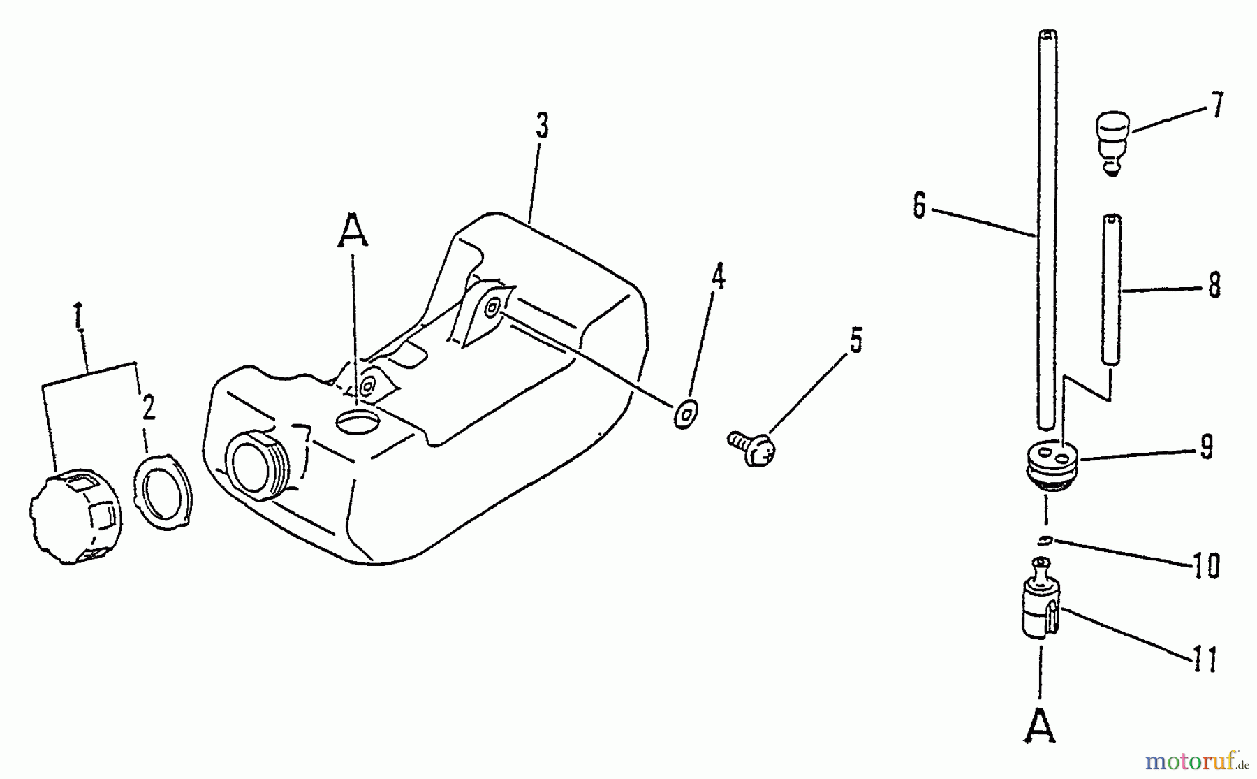Echo Trimmer, Faden / Bürste GT-1100 - Echo String Trimmer, S/N:098001 - 126000 Fuel System