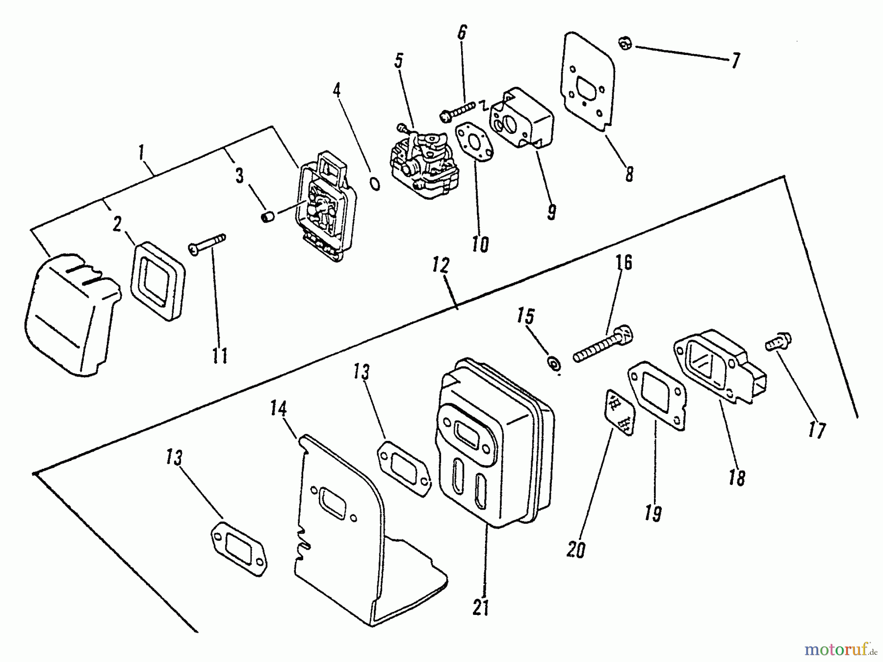 Echo Trimmer, Faden / Bürste GT-1100 - Echo String Trimmer, S/N:098001 - 126000 Intake, Exhaust, Air Cleaner