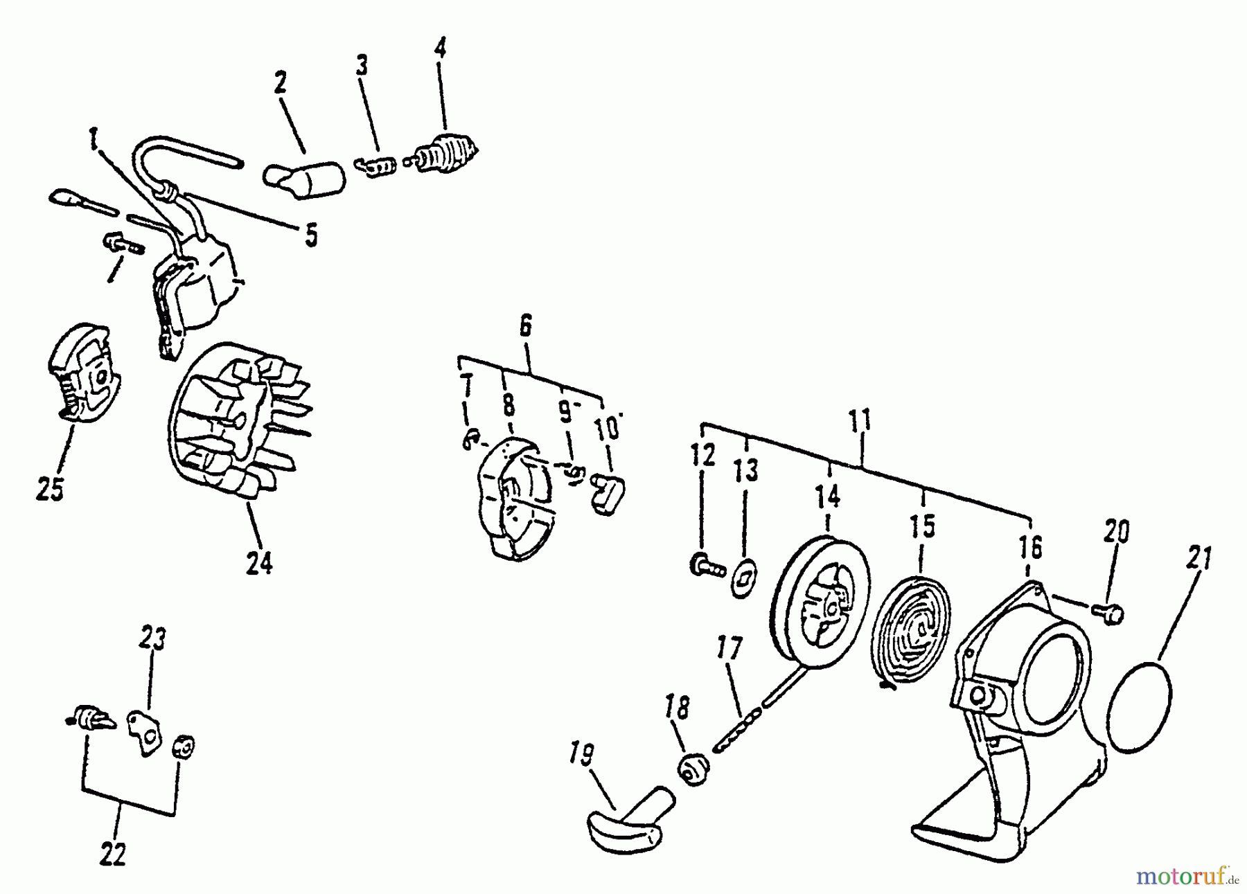 Echo Trimmer, Faden / Bürste GT-1100 - Echo String Trimmer, S/N:126001 - 174348 Starter, Ignition, Stop Switch, Clutch