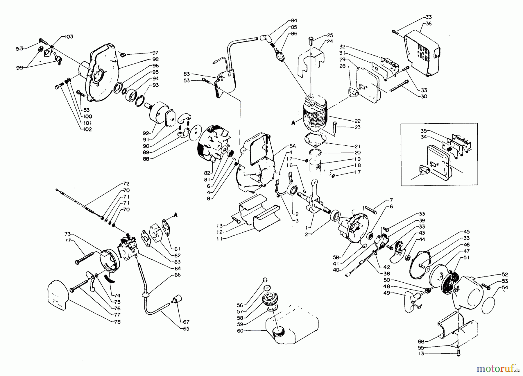 Echo Trimmer, Faden / Bürste G-1AK - Echo String Trimmer Engine, Crankcase, Ignition