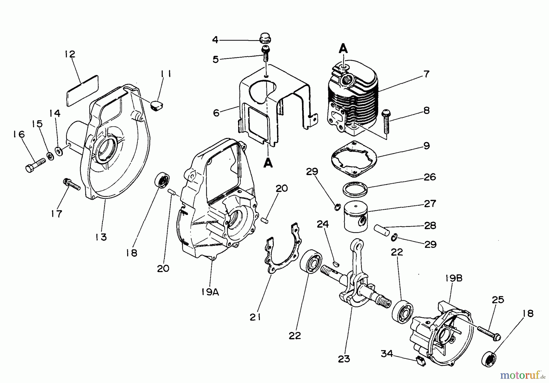 Echo Trimmer, Faden / Bürste GT-160AE - Echo String Trimmer Engine, Crankcase, Fan Housing
