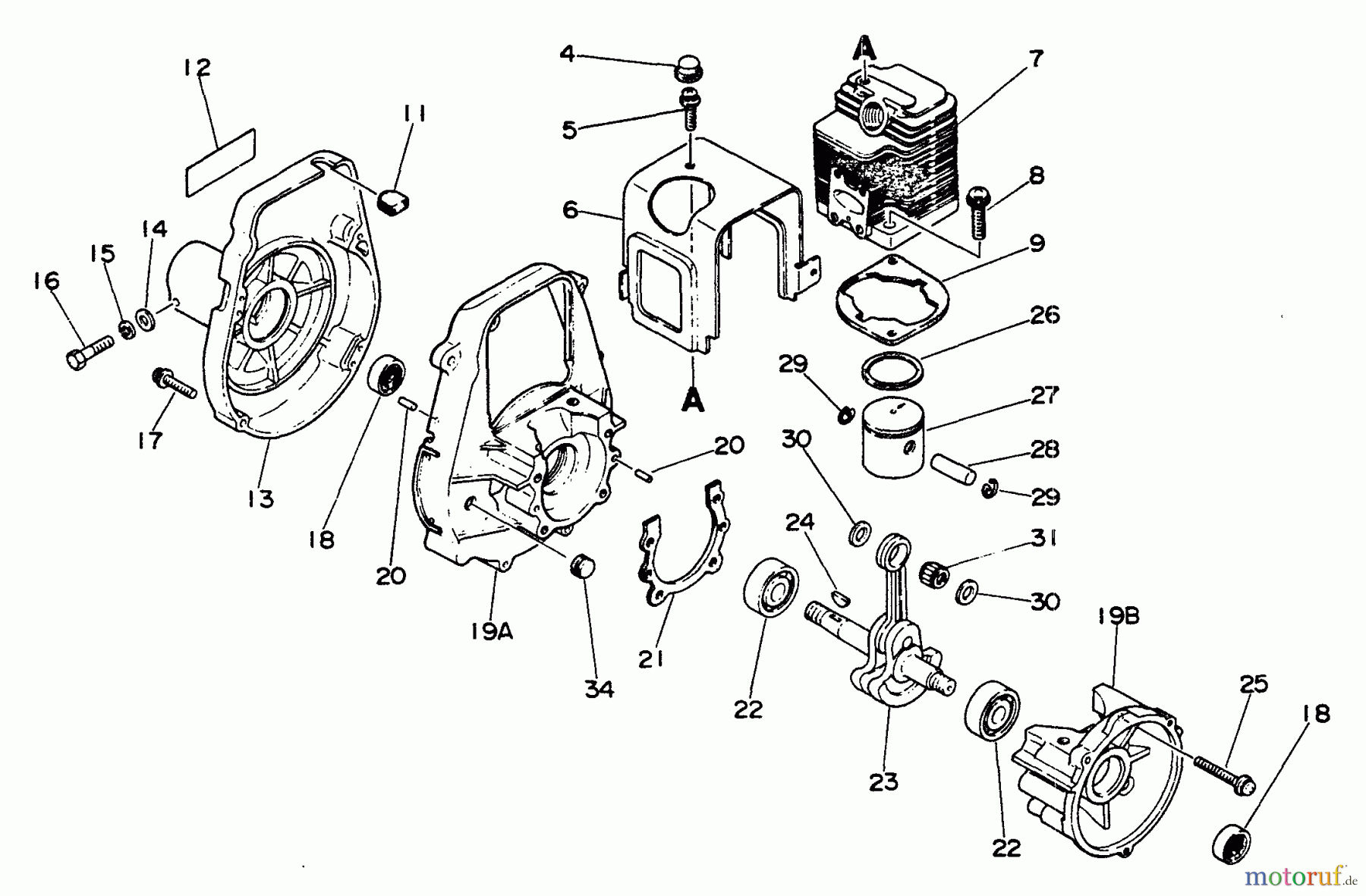 Echo Trimmer, Faden / Bürste GT-200CE - Echo String Trimmer Engine, Crankcase, Fan Housing