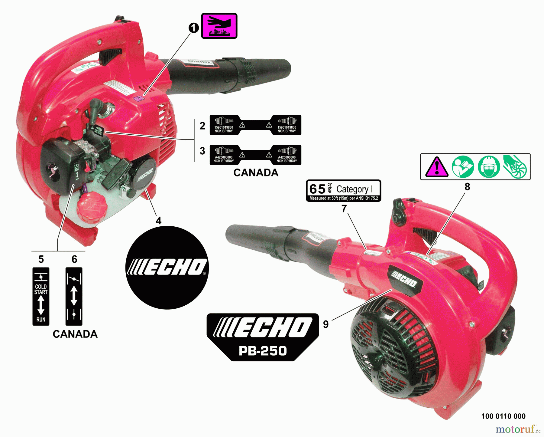 Echo Bläser / Sauger / Häcksler / Mulchgeräte PB-250 - Echo Hand Held Blower, Labels