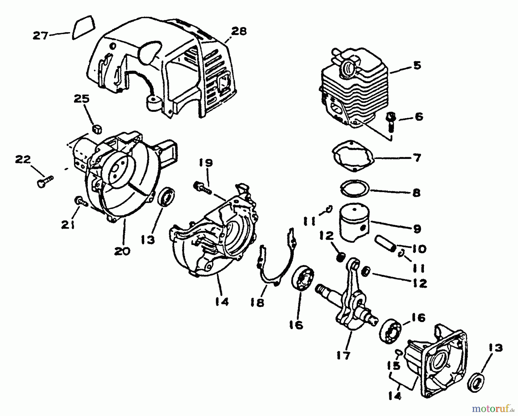 Echo Trimmer, Faden / Bürste GT-2101 - Echo String Trimmer Engine, Crankcase, Fan Housing, Cover