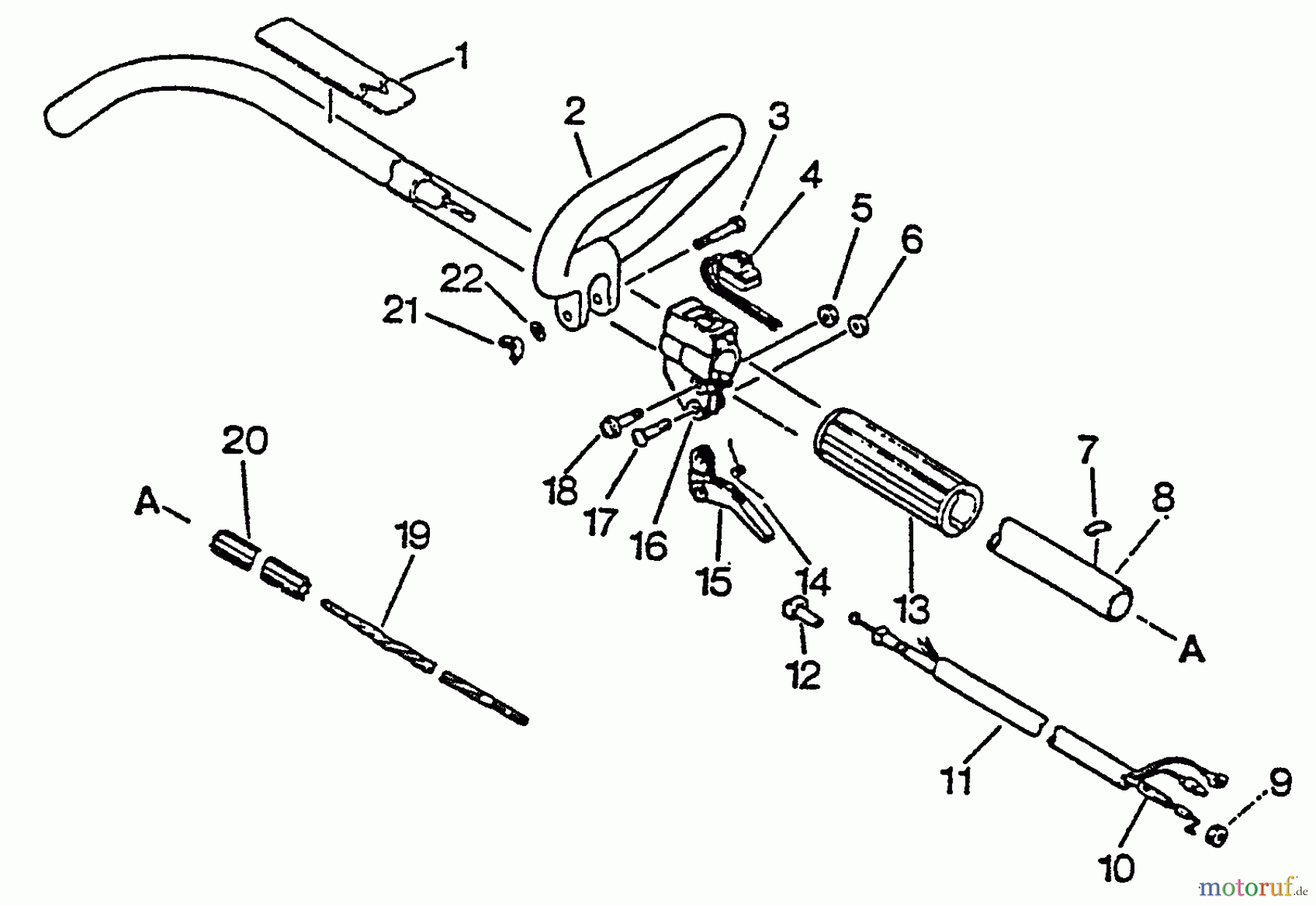 Echo Trimmer, Faden / Bürste GT-2103 - Echo String Trimmer, S/N:001001 - 031001 Driveshaft, Handles, Ignition Switch, Throttle
