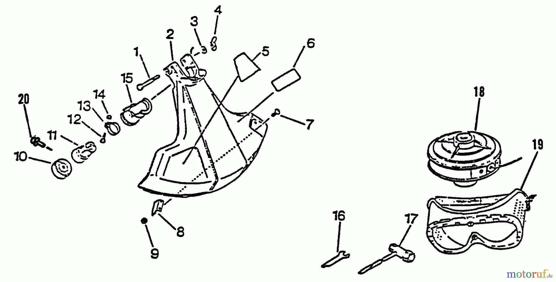 Echo Trimmer, Faden / Bürste GT-2103 - Echo String Trimmer, S/N:031001 - 999999 Gear Case, Shield, Tools, Accessories