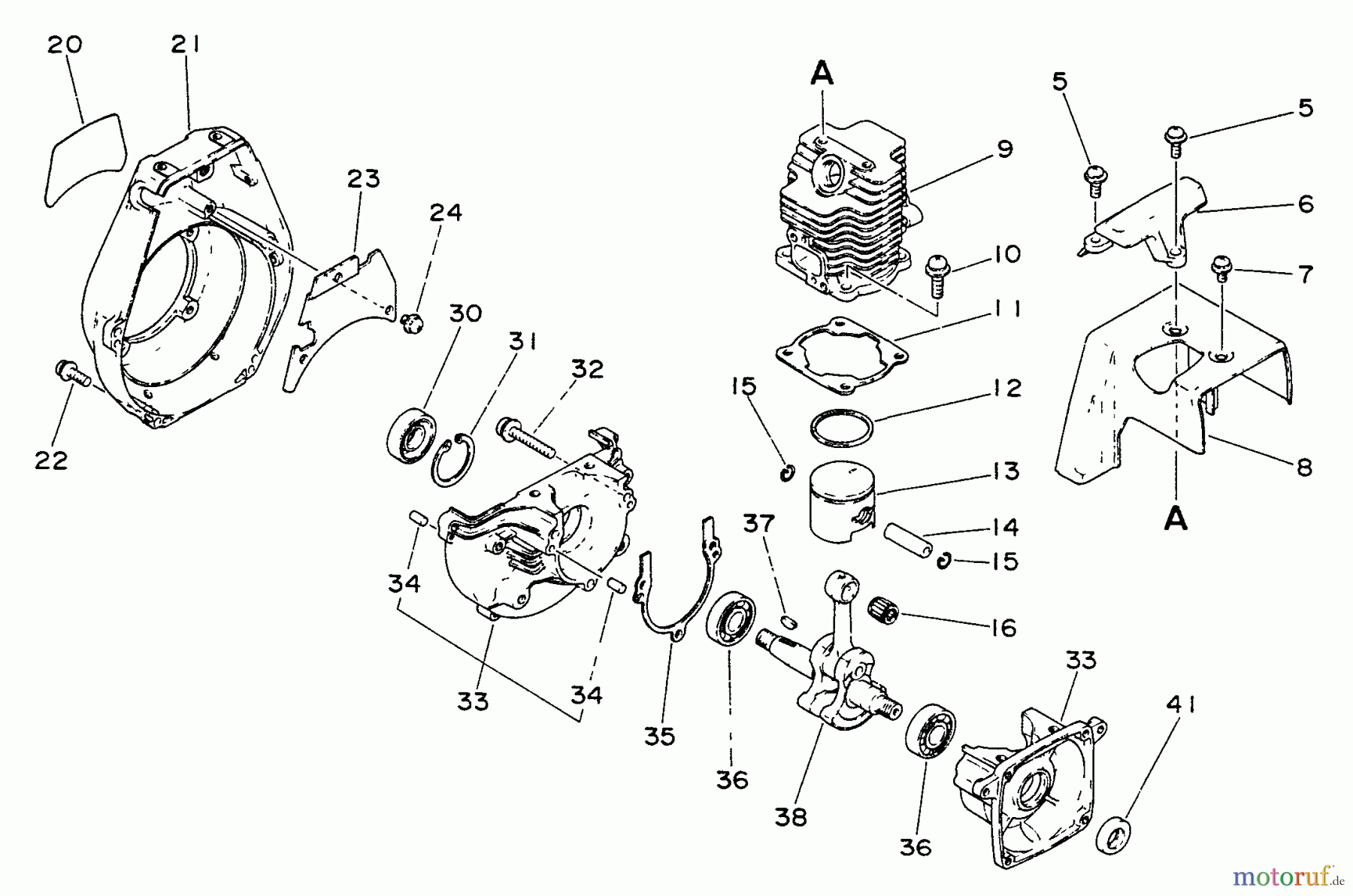 Echo Trimmer, Faden / Bürste GT-2200 - Echo String Trimmer Engine, Crankcase, Fan Housing, Cover