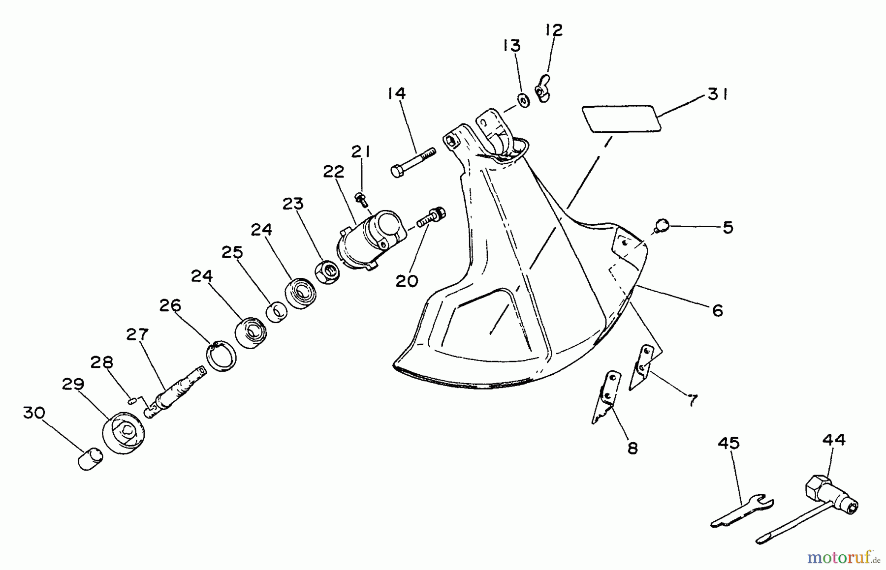 Echo Trimmer, Faden / Bürste GT-2200 - Echo String Trimmer Shield, Gear Case, Tools