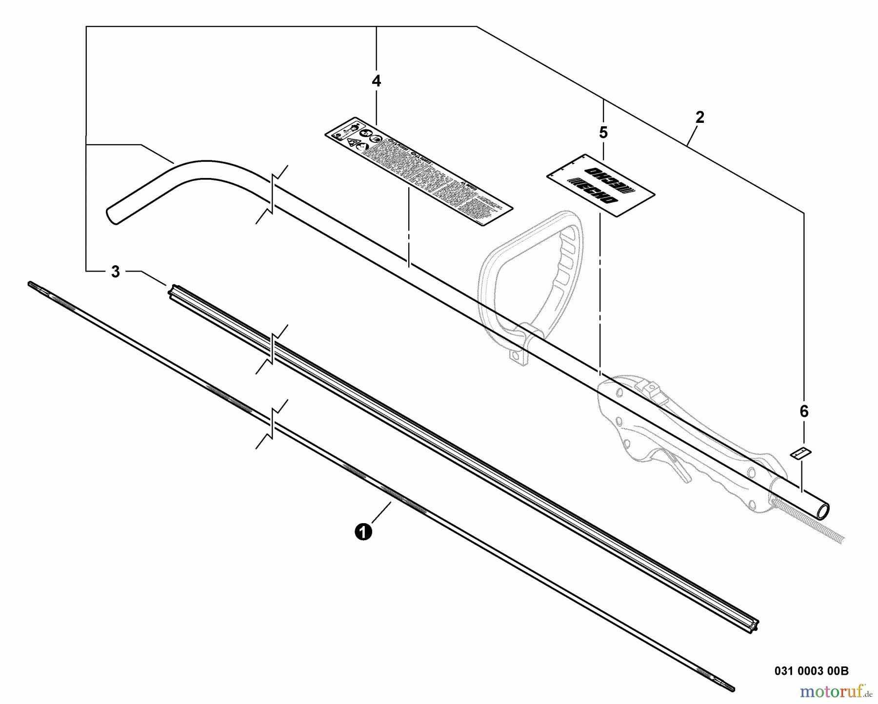  Echo Trimmer, Faden / Bürste GT-225i - Echo String Trimmer, S/N:S08612001001 - S08612999999 Main Pipe, Flexible Driveshaft