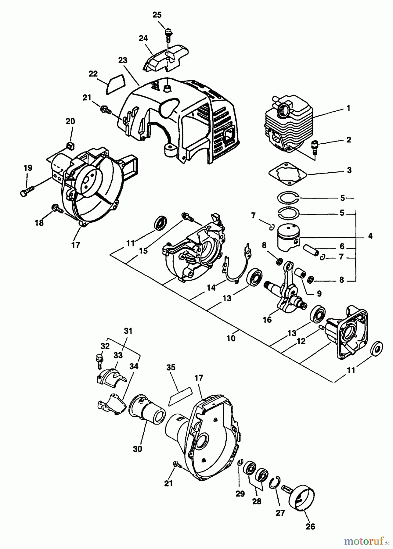 Echo Trimmer, Faden / Bürste GT-2400 - Echo String Trimmer Crankcase, Engine, Fan Case