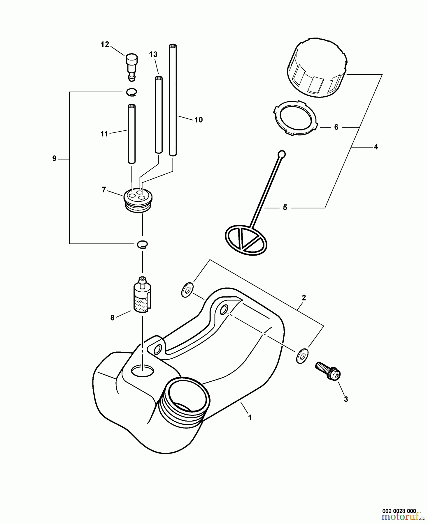 Echo Trimmer, Faden / Bürste GT-251 - Echo String Trimmer, S/N:S65011001001 - S65011999999 Fuel System