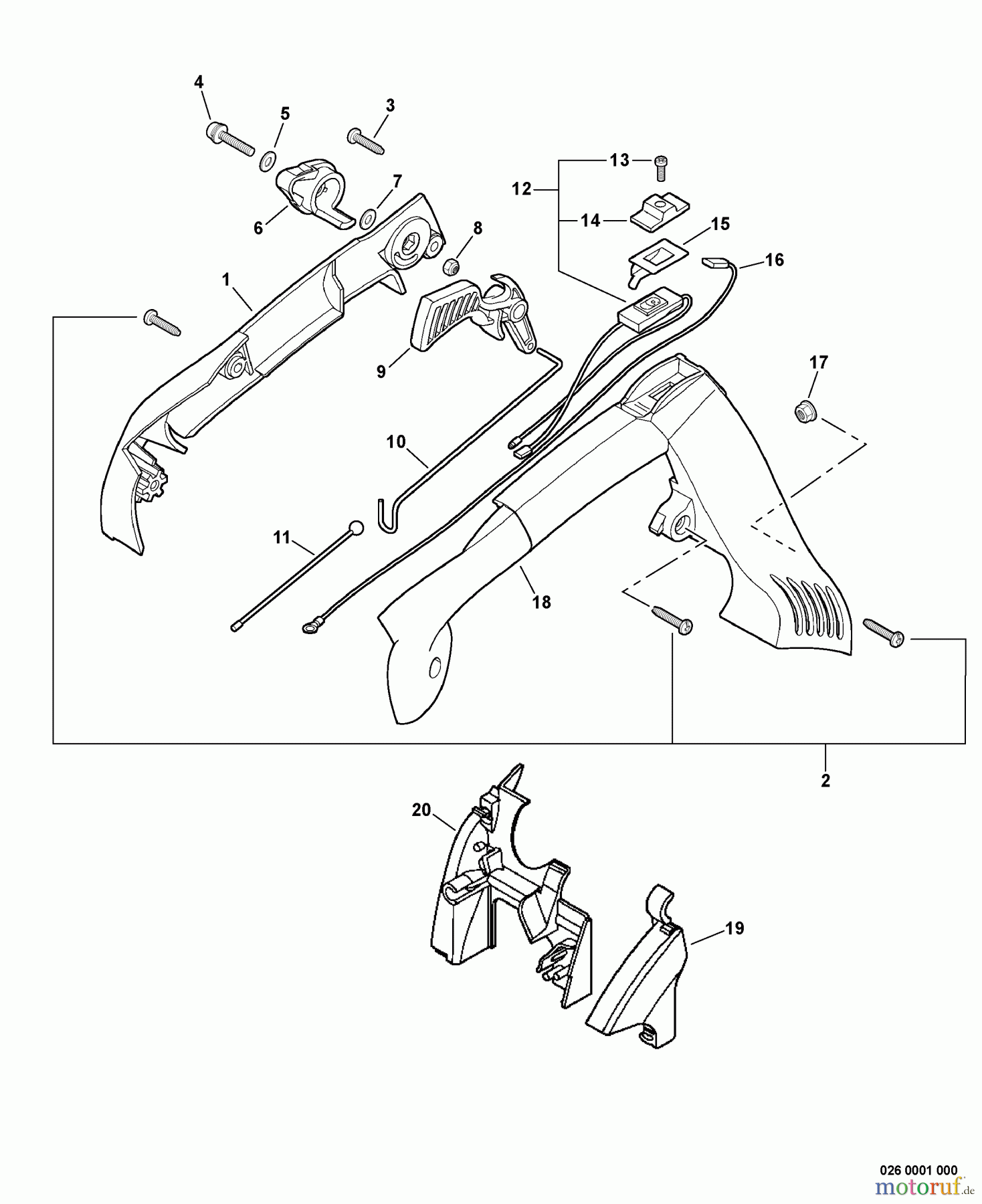 Echo Bläser / Sauger / Häcksler / Mulchgeräte PB-251 - Echo Hand Held Blower, S/N: 09001001 - 09999999 Handle, Ignition Switch, Throttle Cable