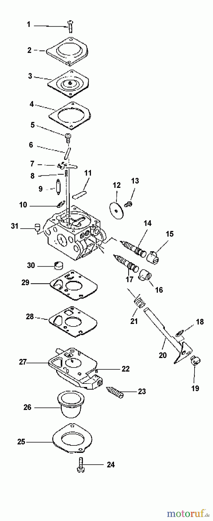 Echo Trimmer, Faden / Bürste PAS-2000 - Echo Power Unit, S/N: 001001 & Up (Type 1E) Carburetor
