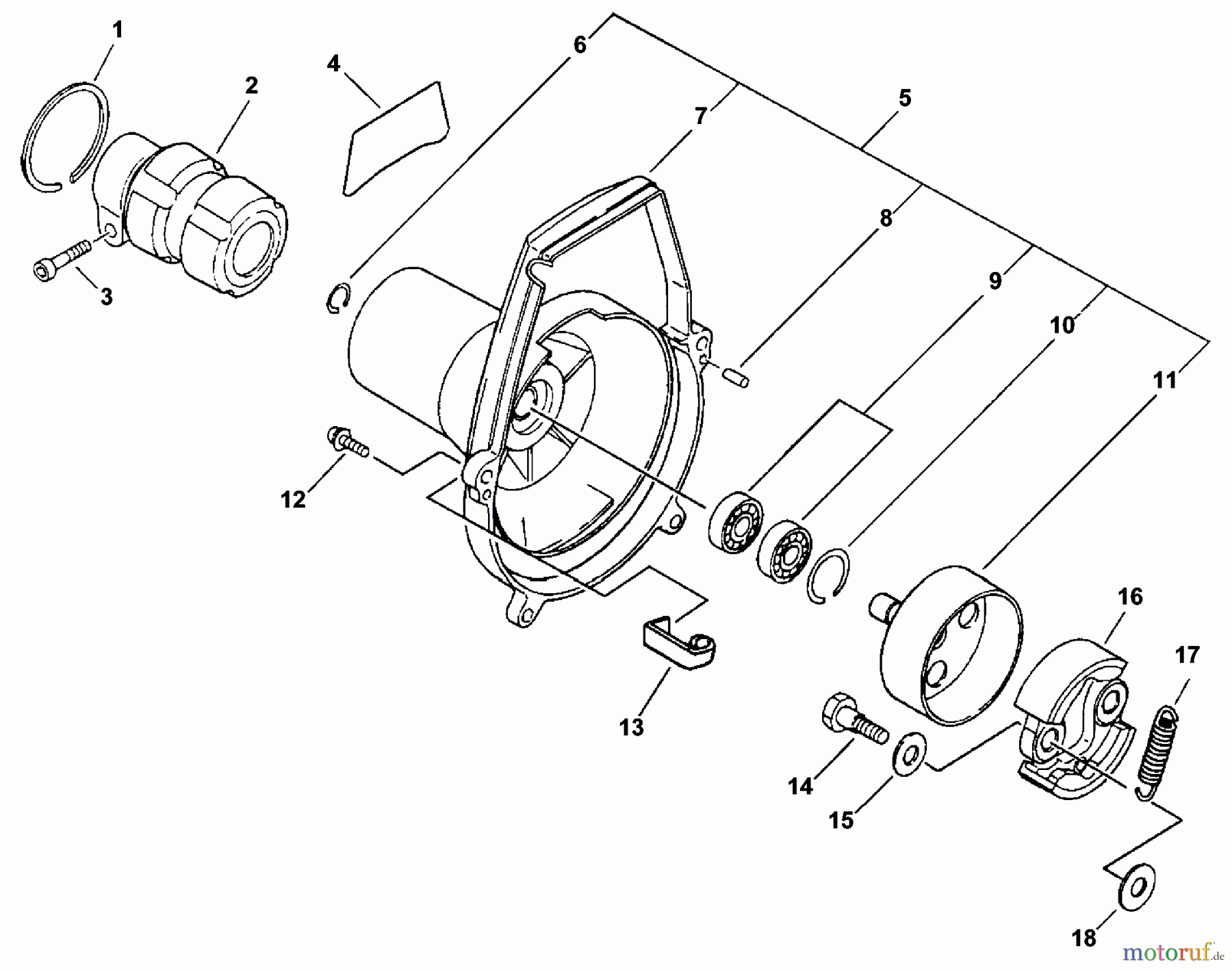 Echo Trimmer, Faden / Bürste PAS-231 - Echo Power Unit, S/N: 06001001 - 06999999 Fancase, Clutch