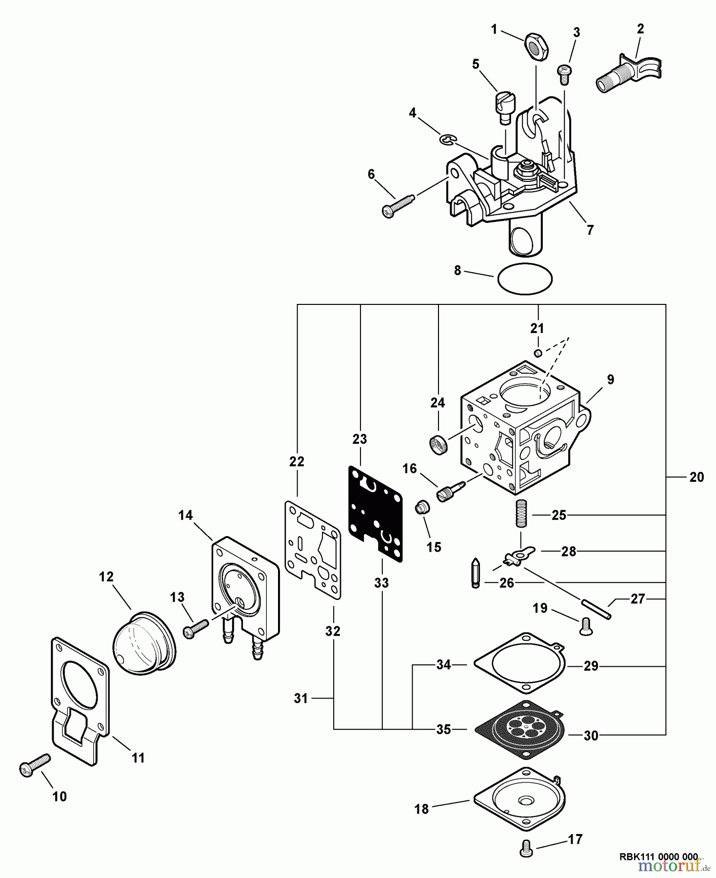 Echo Bläser / Sauger / Häcksler / Mulchgeräte PB-252 S/N: P35720001001 - P35720999999 Carburetor -- RB-K111