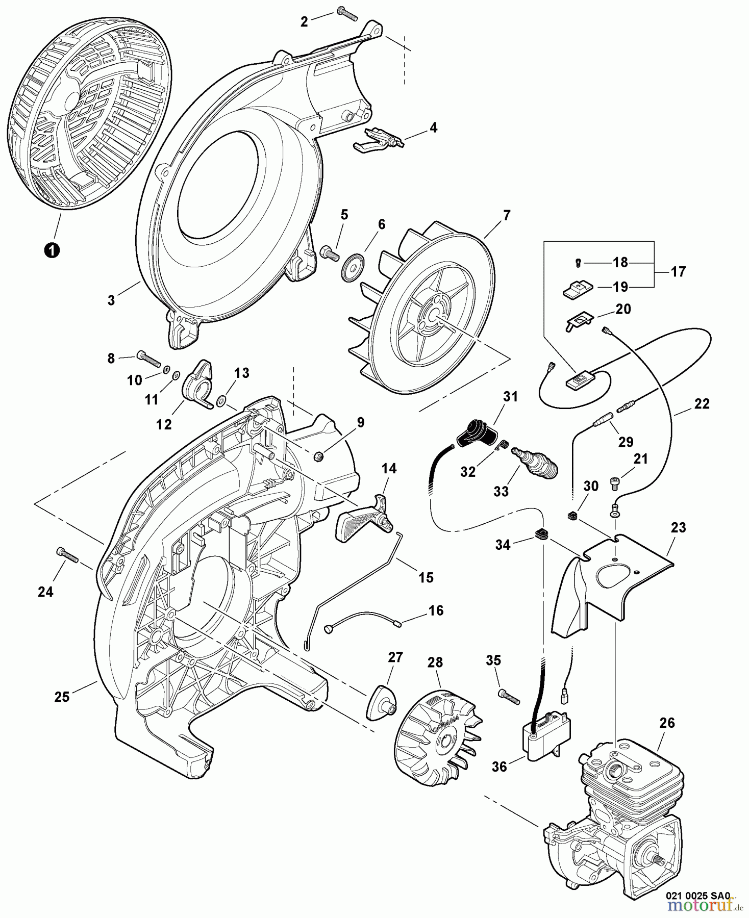 Echo Bläser / Sauger / Häcksler / Mulchgeräte PB-252 S/N: P35720001001 - P35720999999 Fan Cover, Ignition, Throttle Control