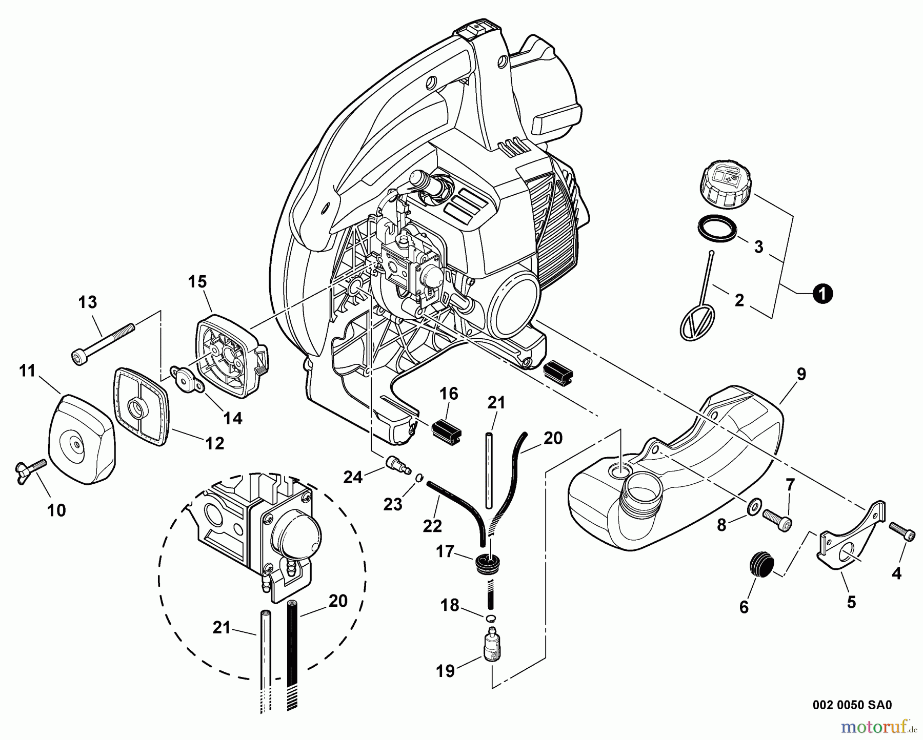 Echo Bläser / Sauger / Häcksler / Mulchgeräte PB-252 S/N: P35720001001 - P35720999999 Fuel System