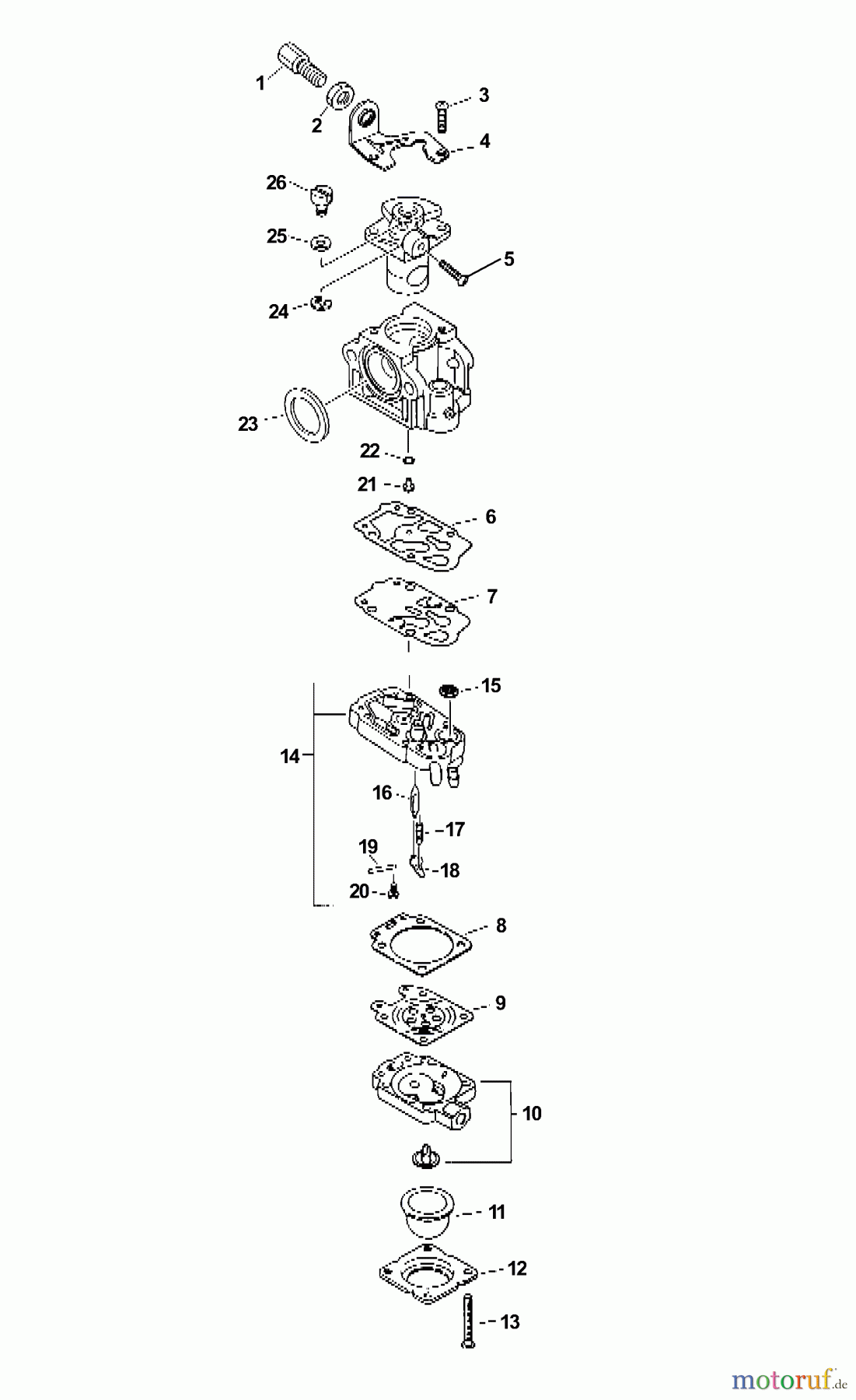 Echo Trimmer, Faden / Bürste PAS-2601 - Echo Power Unit (Type 1E) Carburetor -- WYJ-192