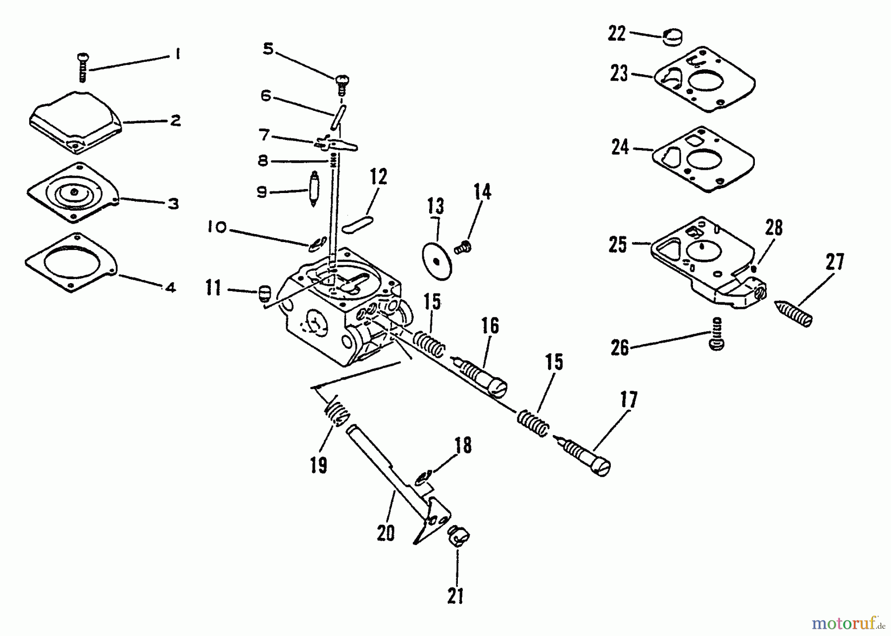 Echo Trimmer, Faden / Bürste SRM-1501 - Echo String Trimmer, S/N:0039001 - 0083386 Carburetor