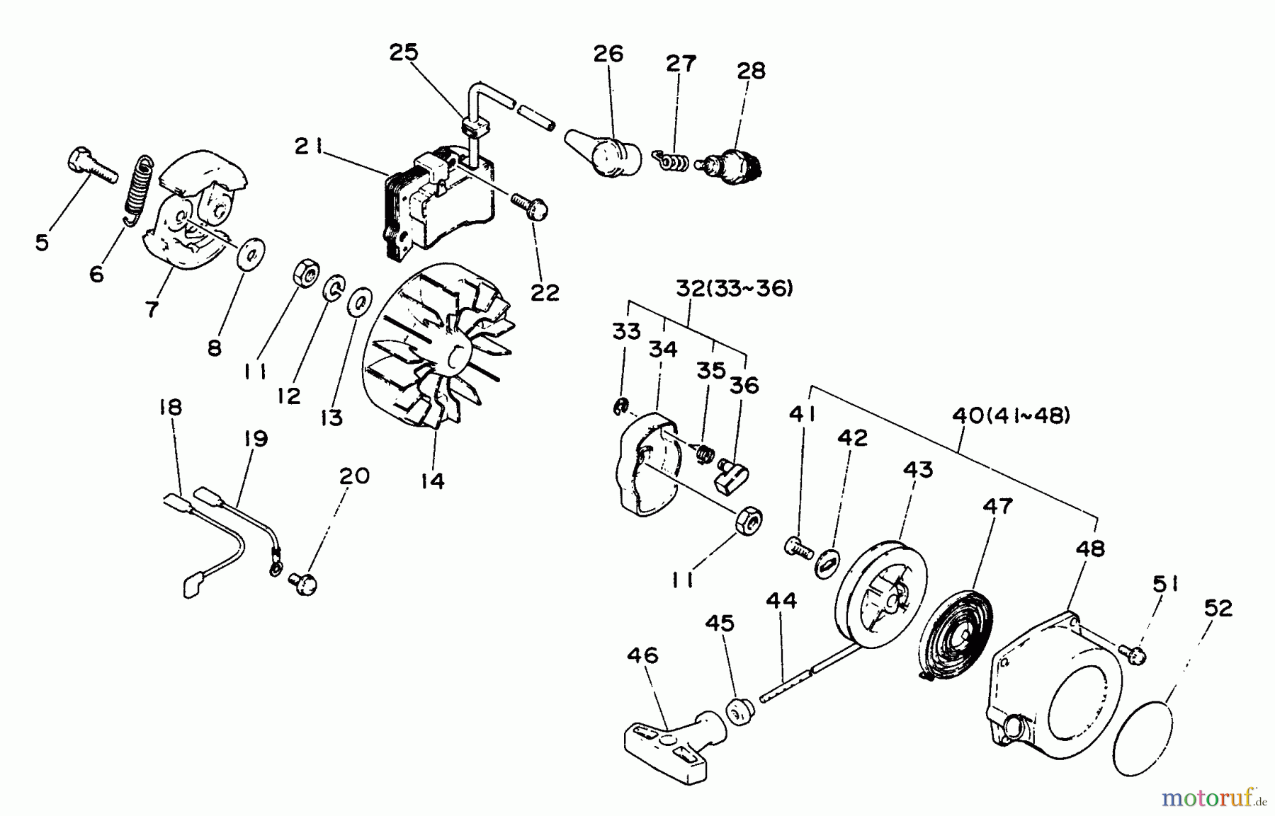 Echo Trimmer, Faden / Bürste SRM-2000 - Echo String Trimmer Clutch, Ignition, Starter