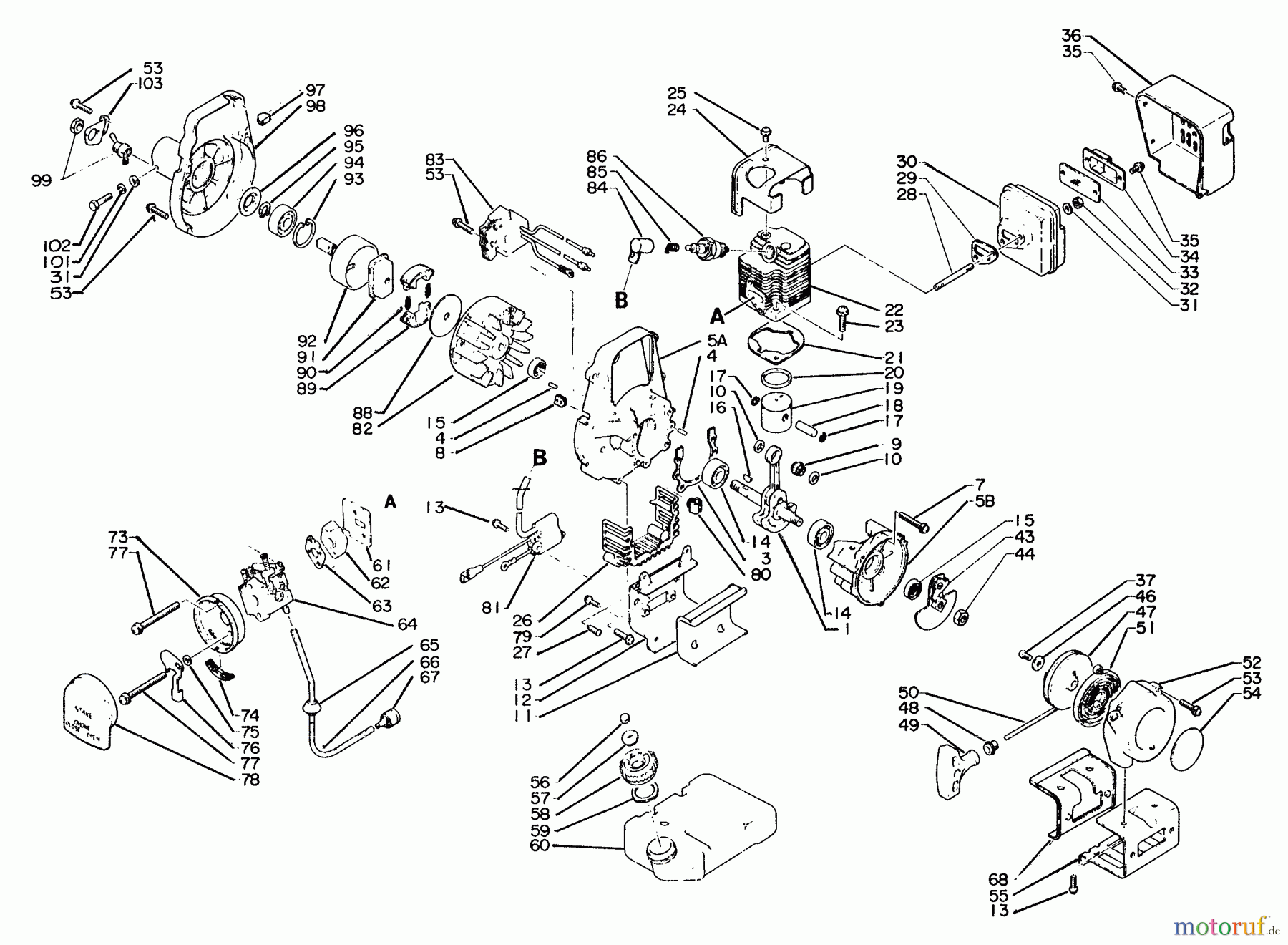 Echo Trimmer, Faden / Bürste SRM-200AE - Echo String Trimmer Engine, Crankcase, Ignition