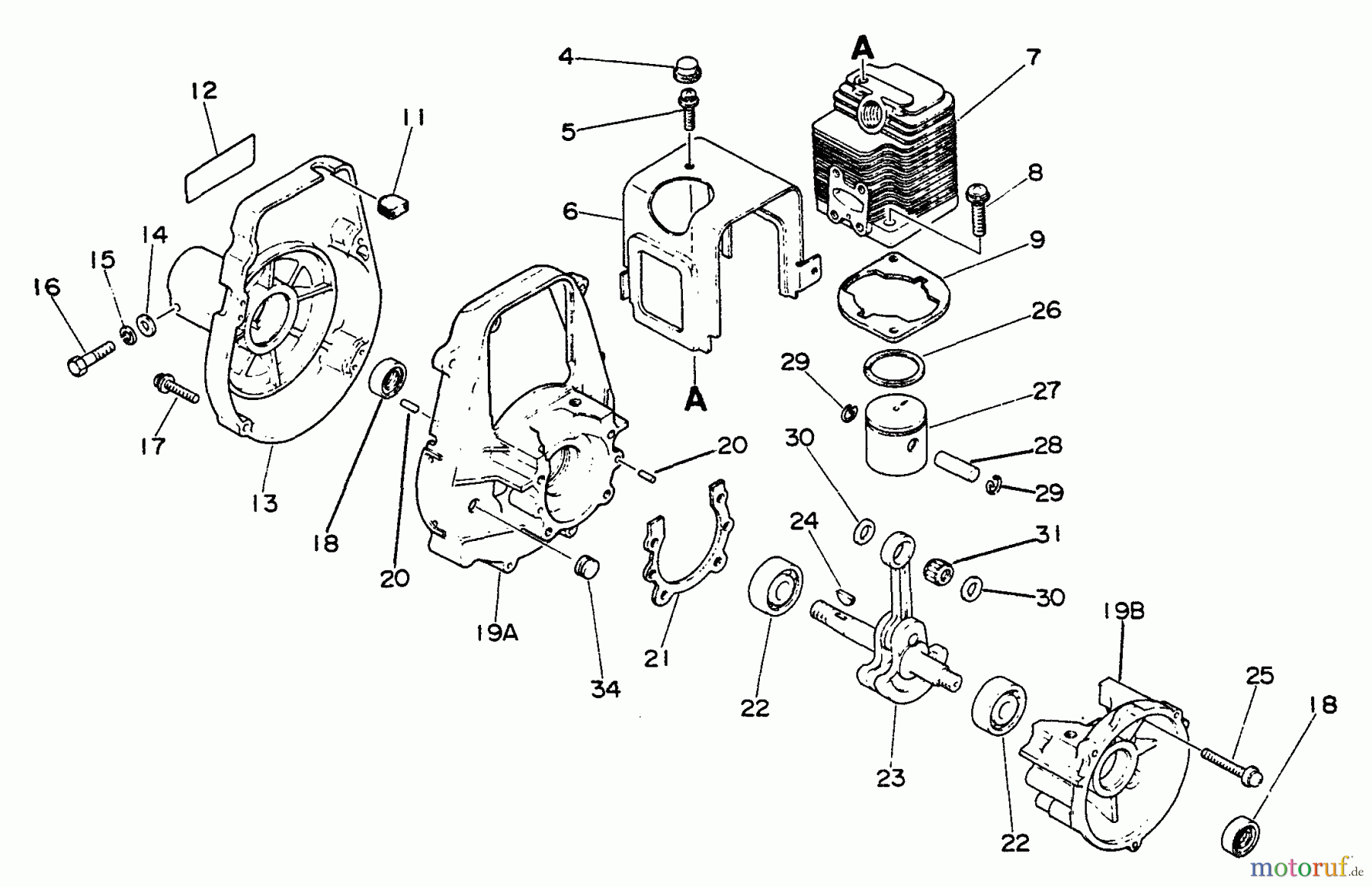 Echo Trimmer, Faden / Bürste SRM-200BE - Echo String Trimmer Engine, Crankcase, Fan Housing Cover