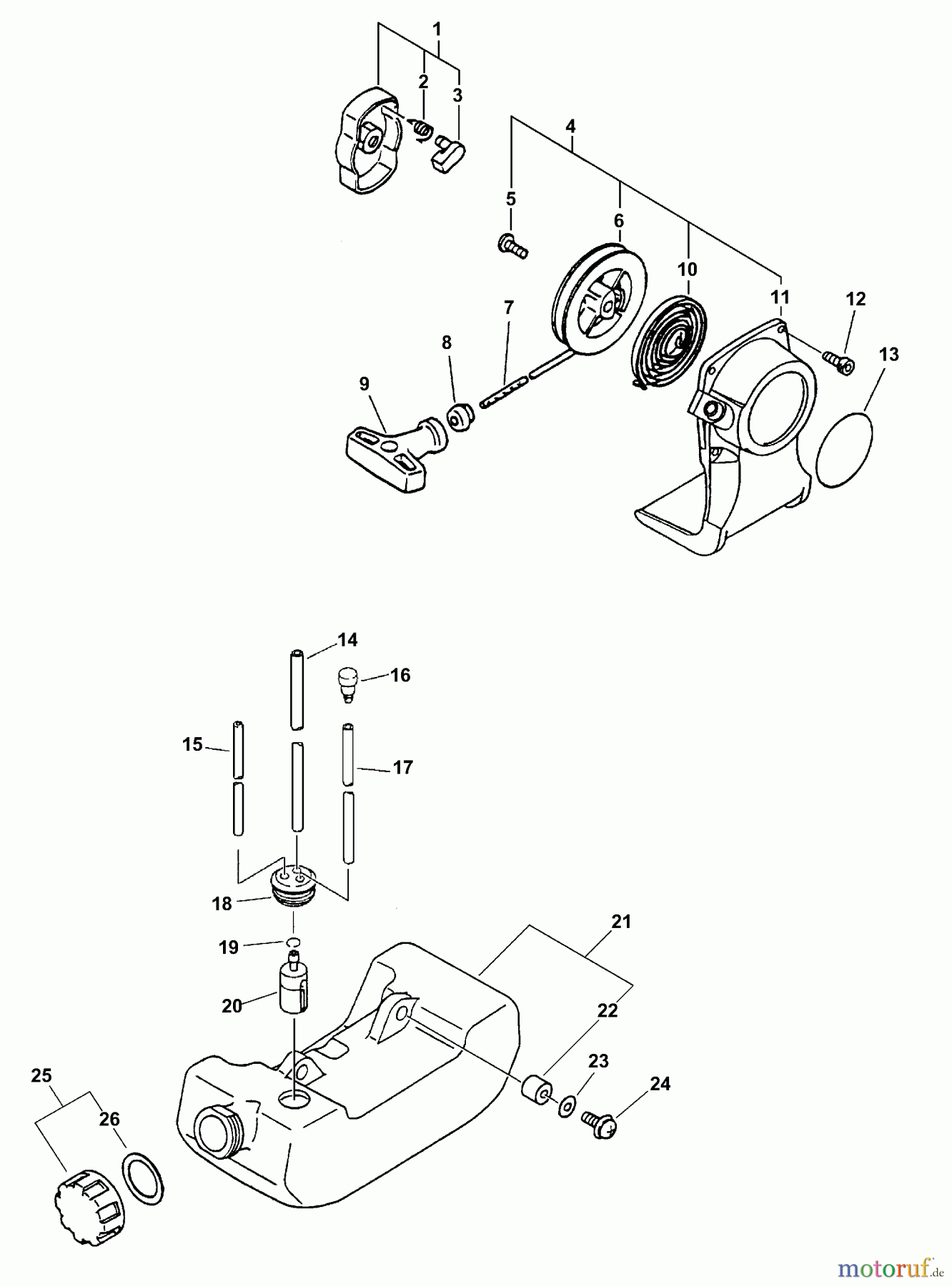 Echo Trimmer, Faden / Bürste SRM-2110 - Echo String Trimmer (Type 1) Starter, Fuel System