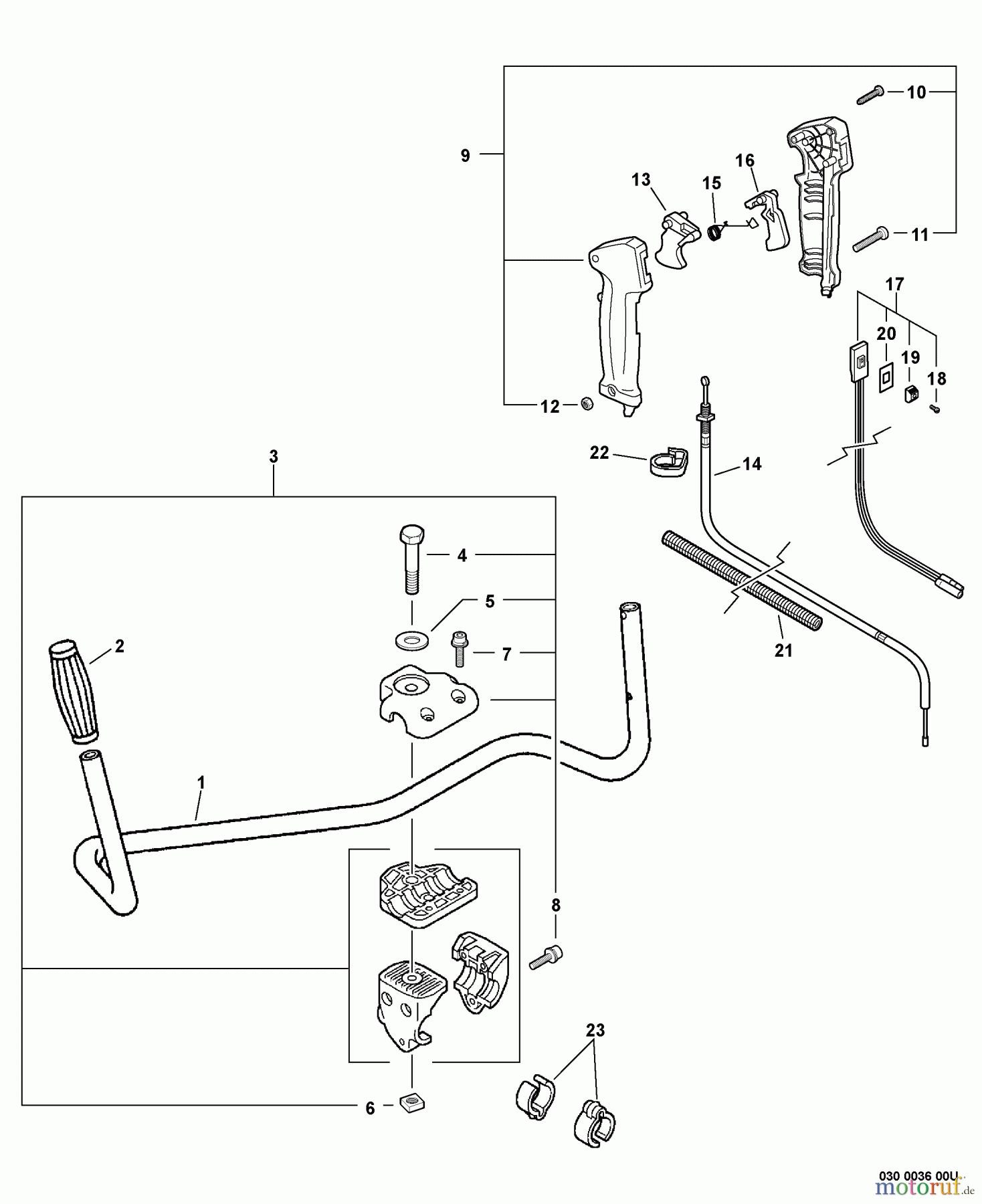 Echo Trimmer, Faden / Bürste SRM-211U - Echo String Trimmer/Brush Cutter, S/N:06001001 - 06999999 Handles, Throttle Cable