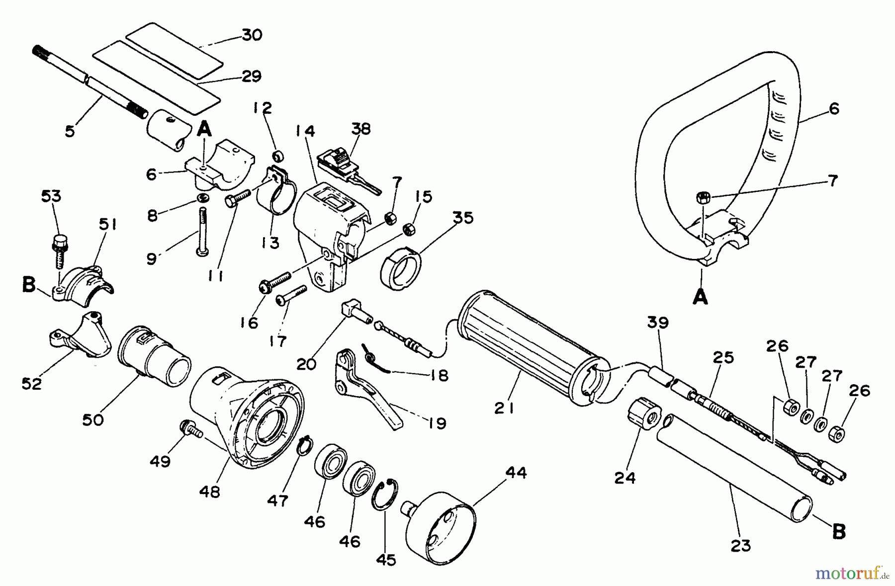 Echo Trimmer, Faden / Bürste SRM-2200 - Echo String Trimmer Driveshaft, Throttle, Stop Switch, Handles, Clutch Housing