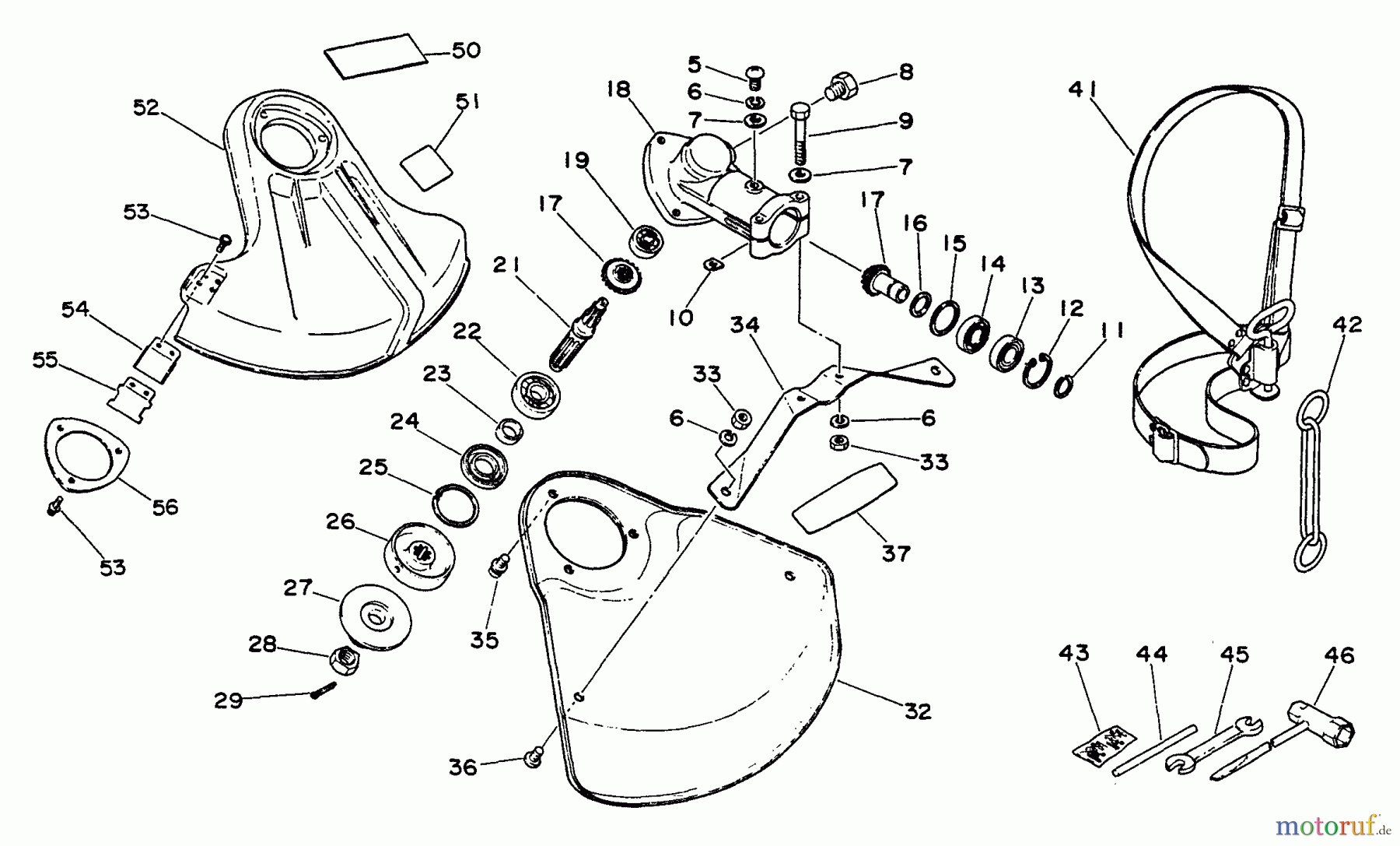 Echo Trimmer, Faden / Bürste SRM-2200 - Echo String Trimmer Shield, Gear Case, Harness, Tools