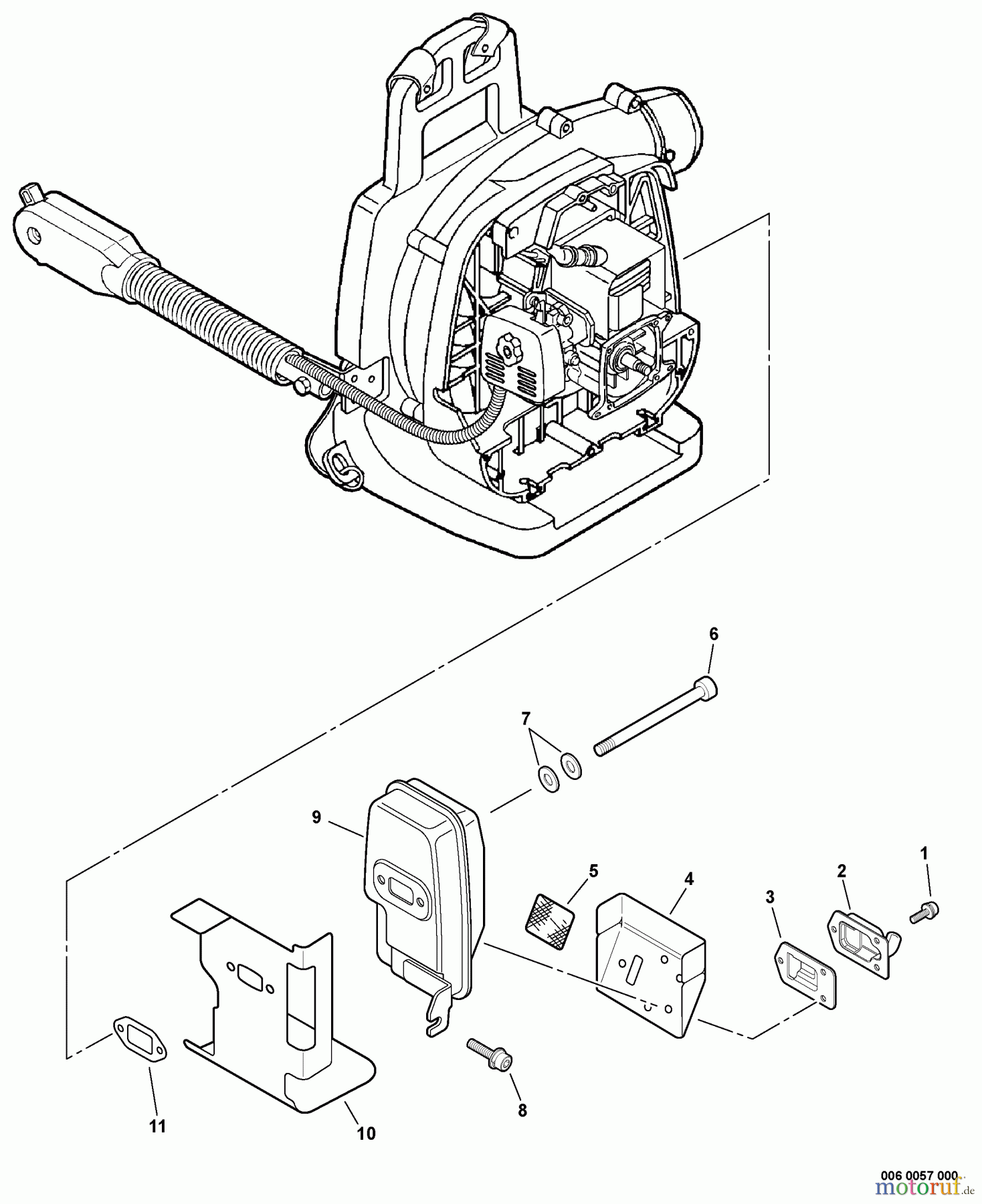  Echo Bläser / Sauger / Häcksler / Mulchgeräte	 PB-260L - Echo Back Pack Blower, S/N: 03001001 - 03999999 Exhaust