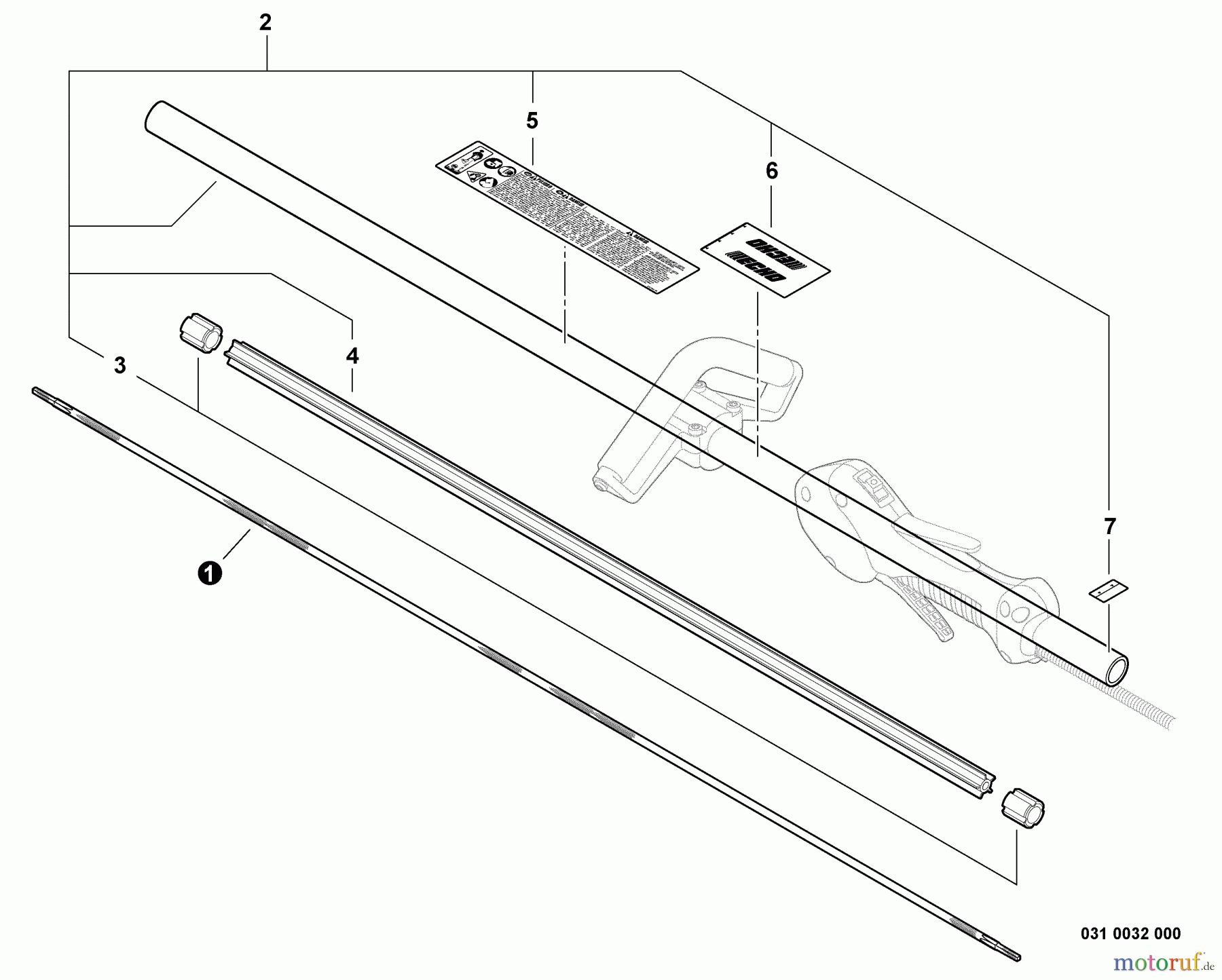 Echo Trimmer, Faden / Bürste SRM-225i - Echo String Trimmer, S/N:S08712001001 - S08712999999 Main Pipe Assembly, Driveshaft