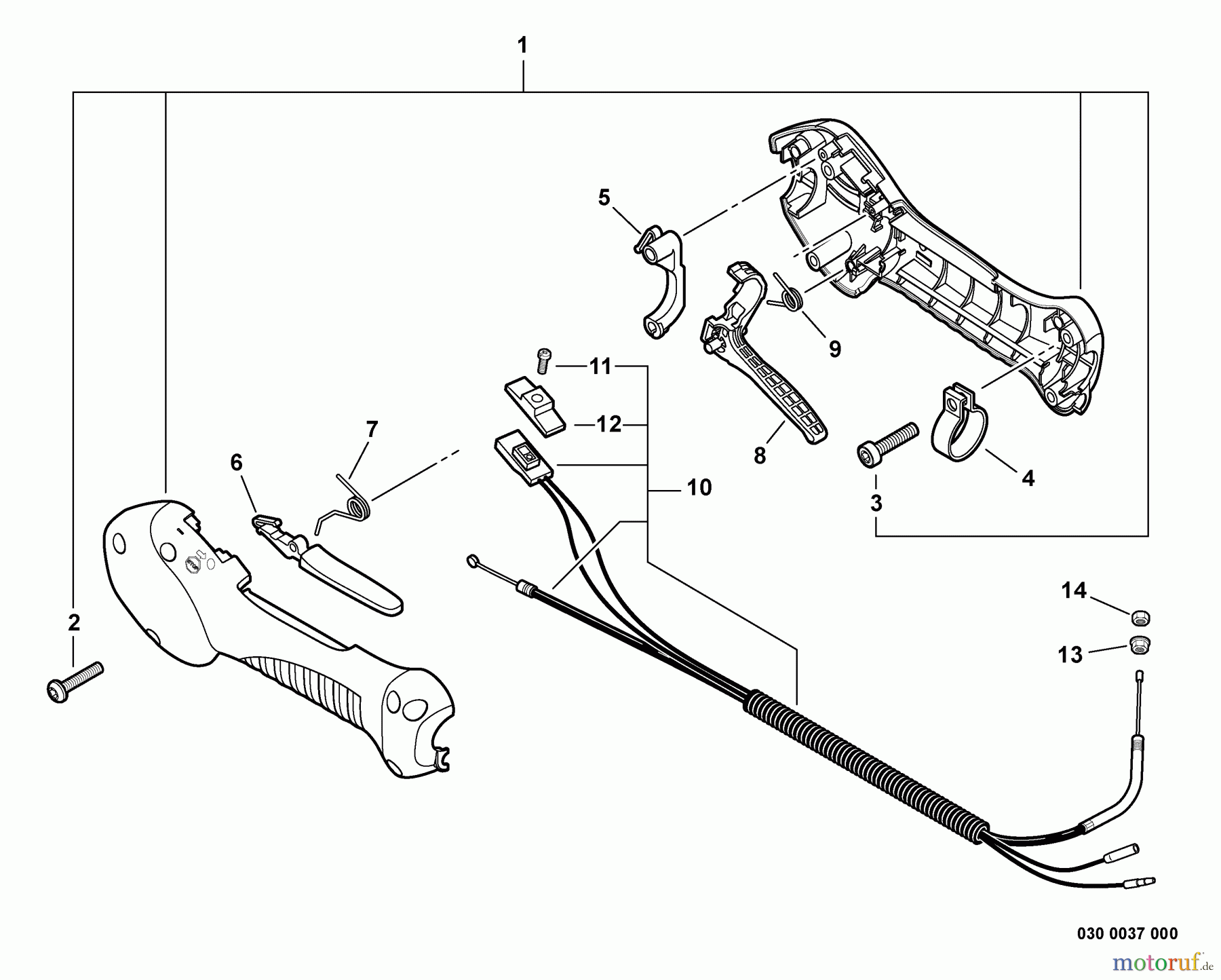 Echo Trimmer, Faden / Bürste PAS-225 - Echo Power Unit, S/N: S59511001001 - S59511003000 Control Handle, Control Cable Assembly